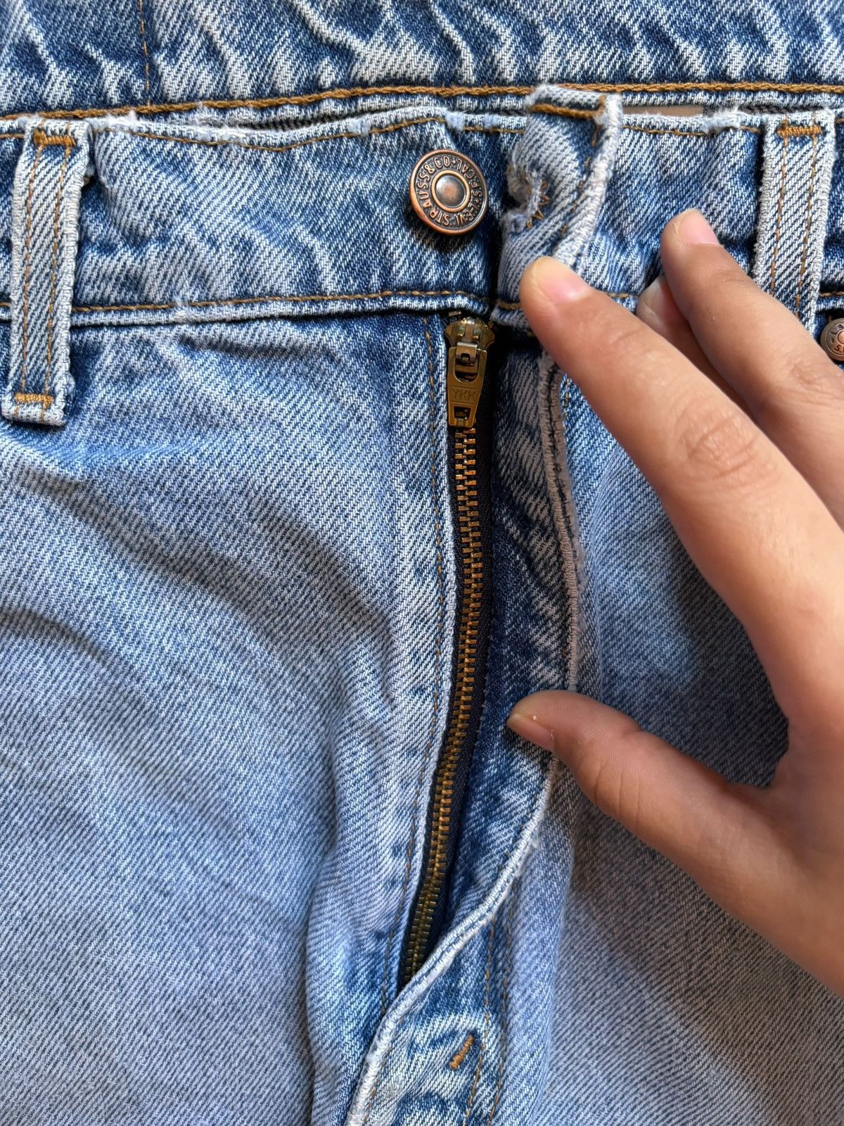 Levi's Vintage 90s Levis 540 Orange Tab Mud Wash Patched Baggy Jean Size US 35 - 3 Thumbnail