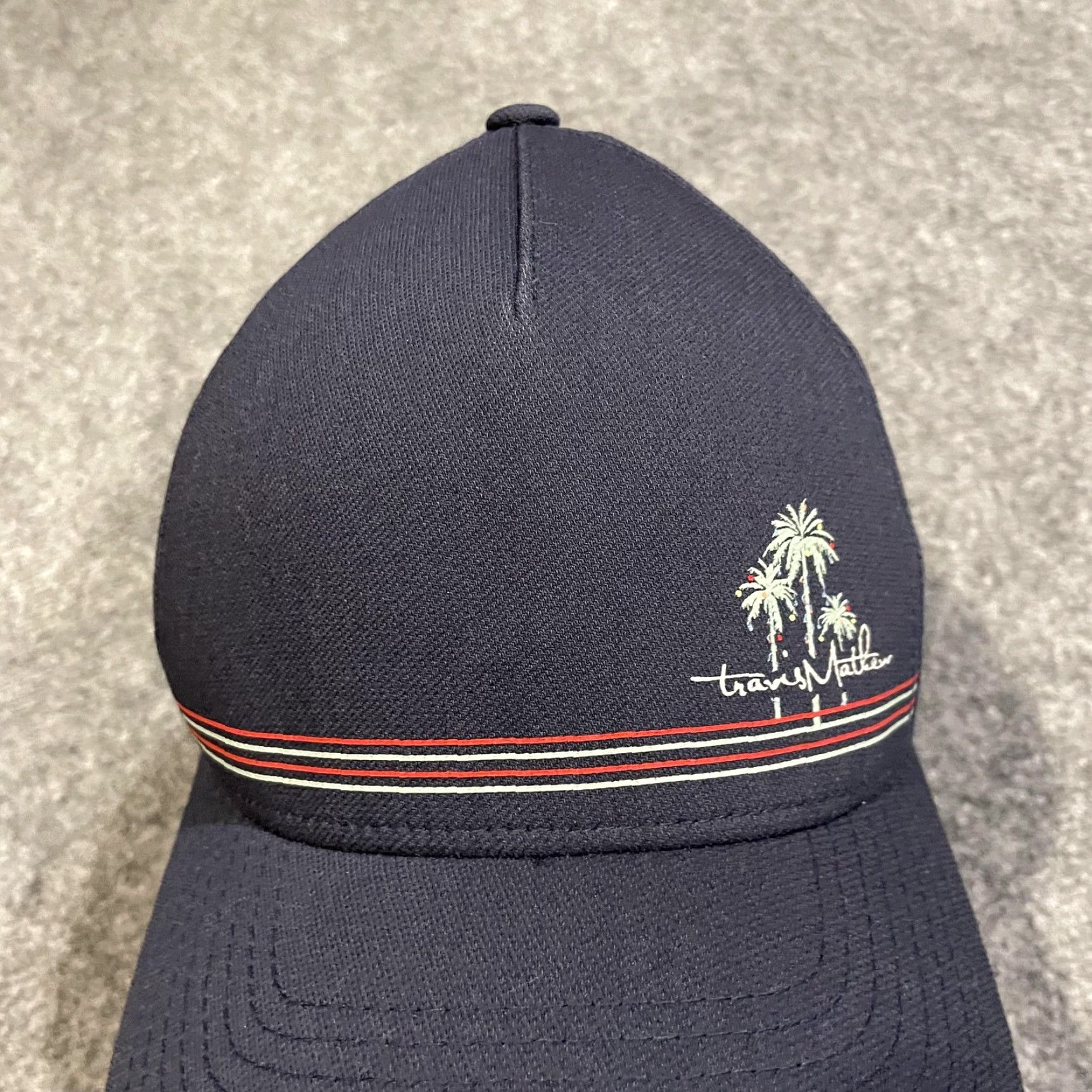 TravisMathew Travis Mathew Hat Mens M Navy Blue Palm Tree Golf Cap Tropical Flex Fitted Size ONE SIZE - 3 Thumbnail