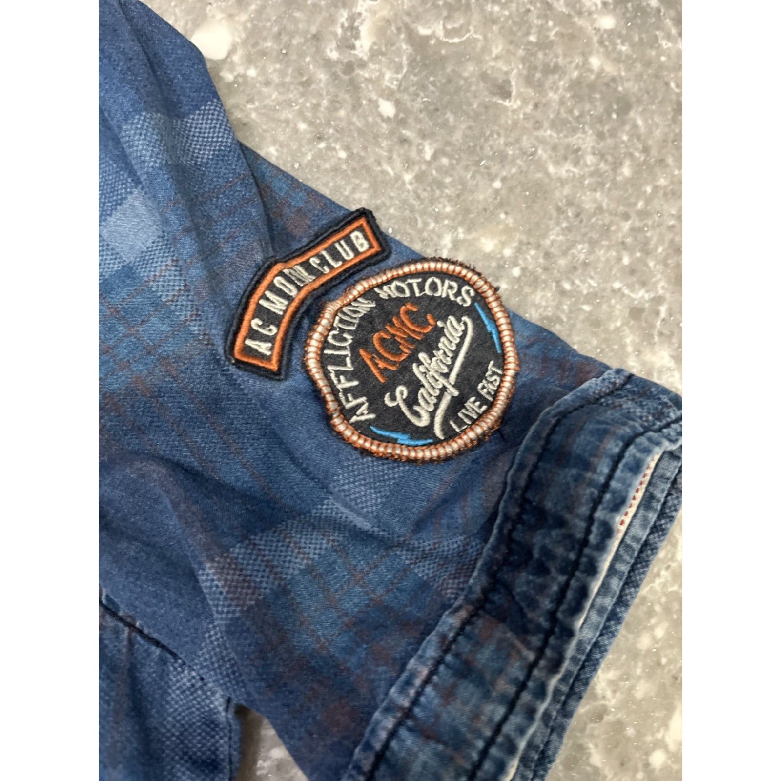 Affliction Affliction Shirt Mens S Blue Embroidered Short Sleeve Button Up Black Premium Size US S / EU 44-46 / 1 - 3 Thumbnail