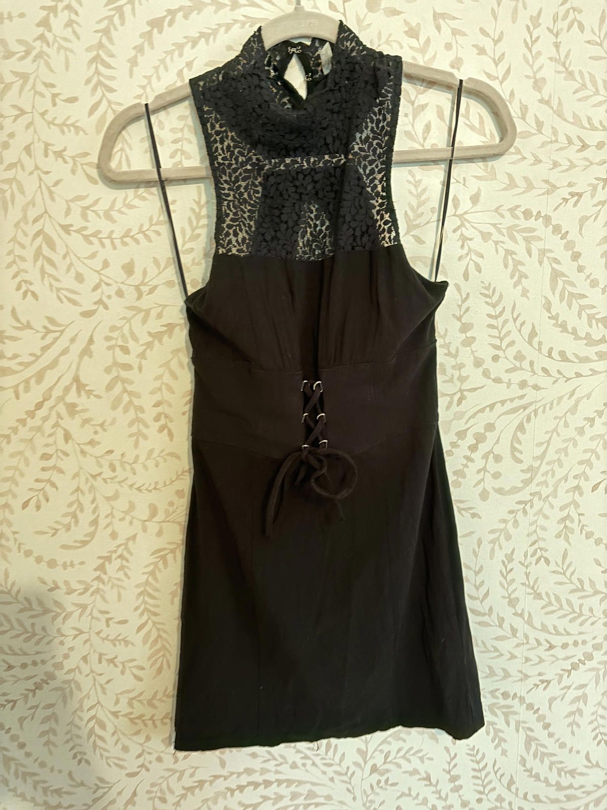 Free People Intimately Free People Black Lace Corset Dress High Neck Size S / US 4 / IT 40 - 2 Thumbnail
