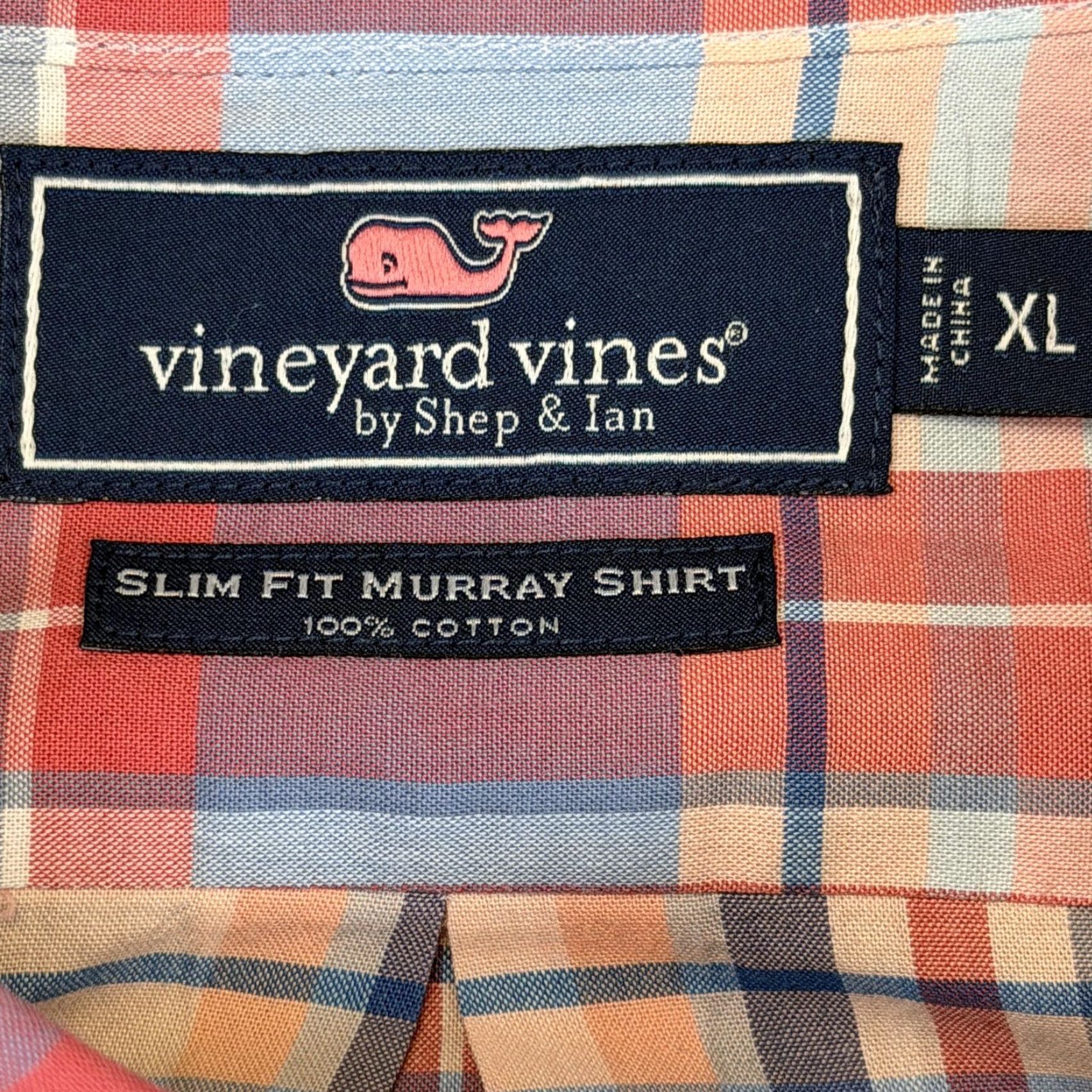 Vineyard Vines Vineyard Vines Shirt Mens XL Red Blue Plaid Slim Fit Murray Button Down Cotton Shirt Size US XL / EU 56 / 4 - 5 Thumbnail