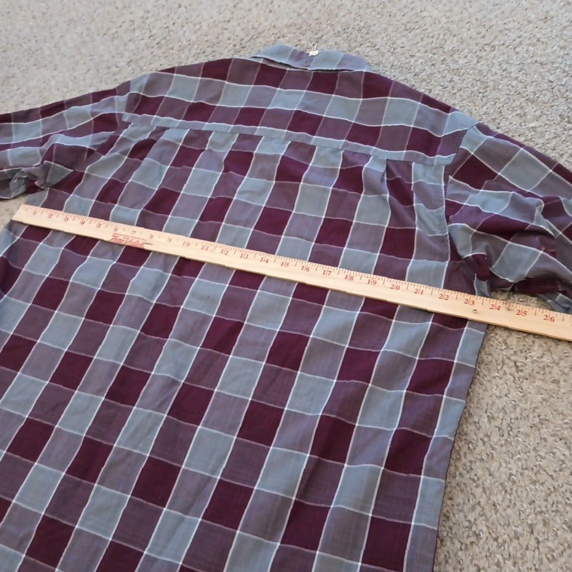 Haggar Haggar Shirt Mens Large Purple Plaid Long Sleeve Button Down Cotton Blend Size US L / EU 52-54 / 3 - 7 Thumbnail