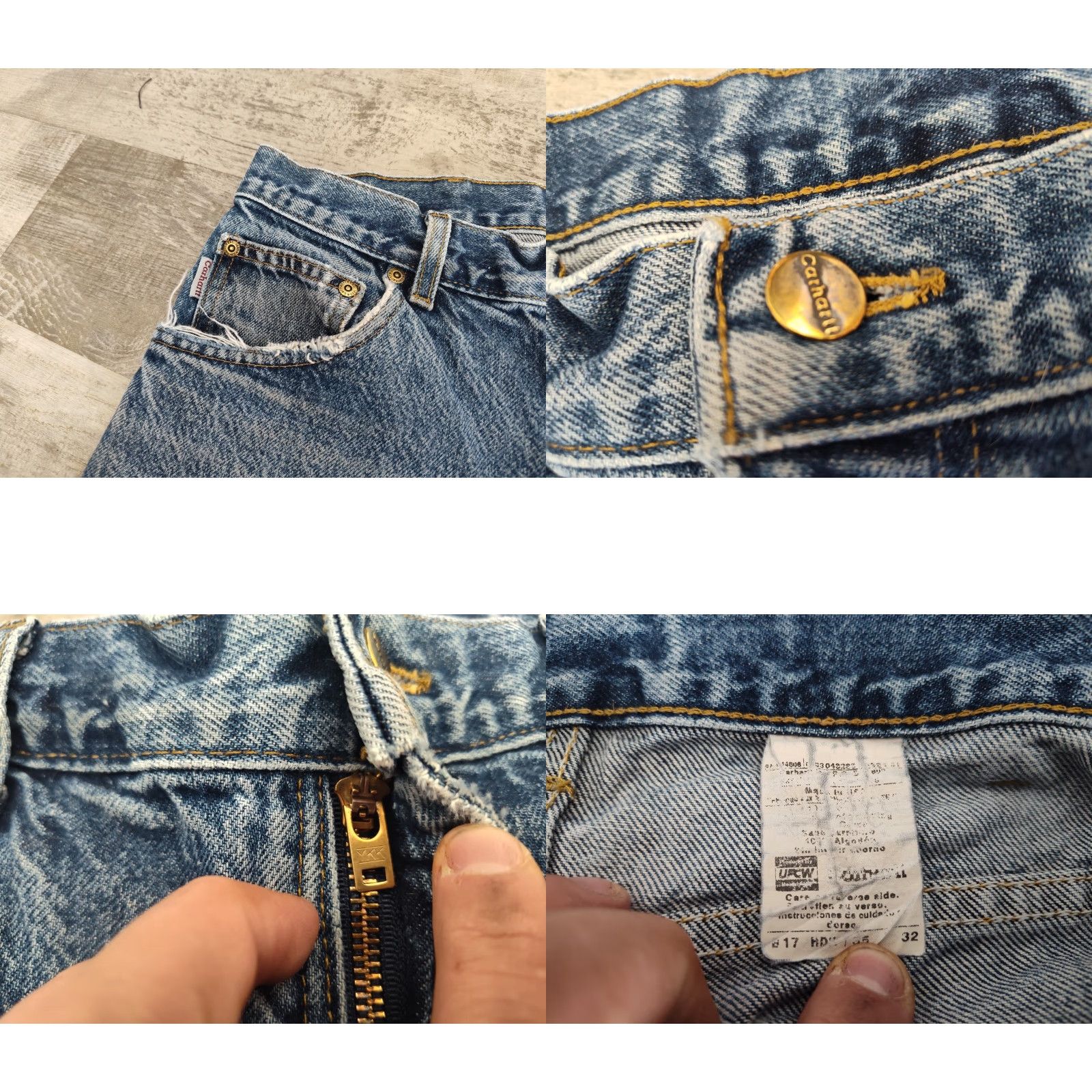 Carhartt VINTAGE Carhartt B17 Jeans Men 35x32 Workwear Distressed Blue 80s US Made Size US 35 - 8 Thumbnail