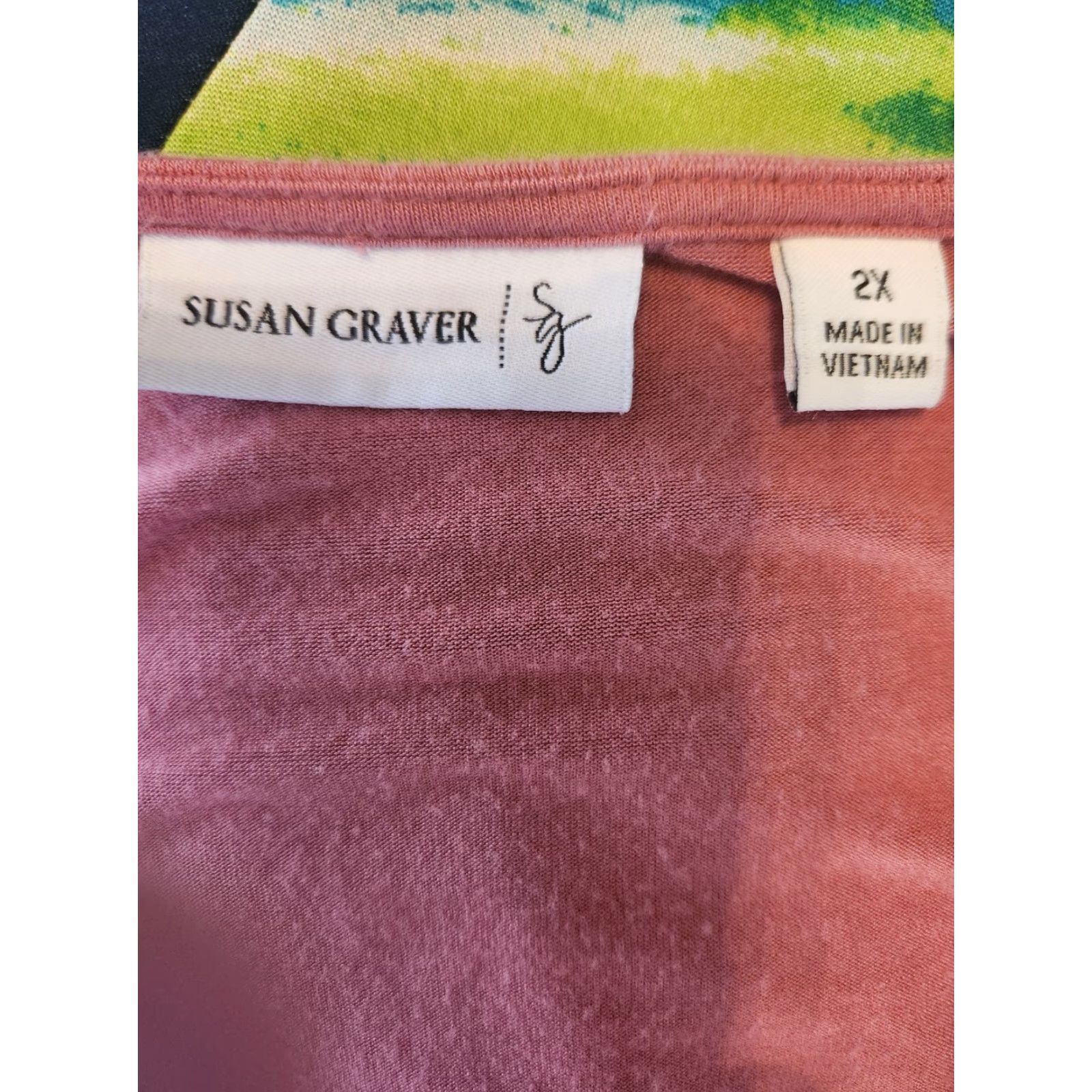 Vintage Susan Graver Blouse Shirt 2X Pink Stretch Textured Trim Casual Long Sleeve Round Neck Womens Plus Size Size XXL / US 16-18 / IT 52-54 - 5 Thumbnail