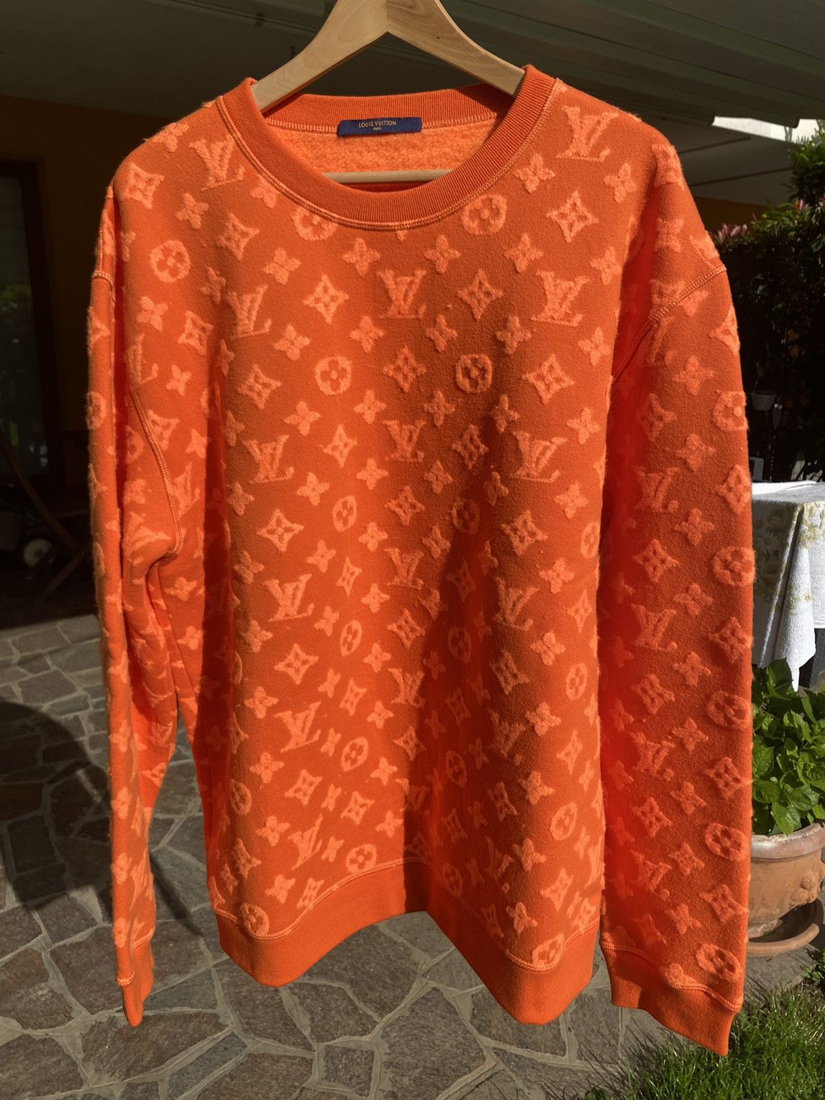 image of Louis Vuitton Monogram Crewneck in Orange, Men's (Size 2XL)