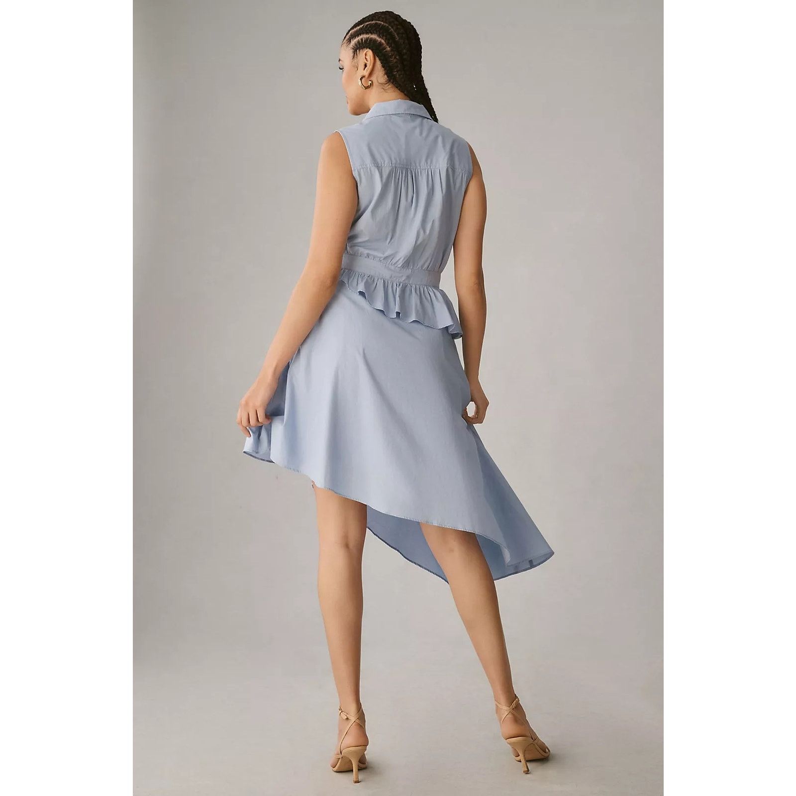 Anthropologie New Maeve Asymmetrical Sleeveless Shirt Dress $160 26W Blue Size 3XL / US 20-22 - 3 Thumbnail