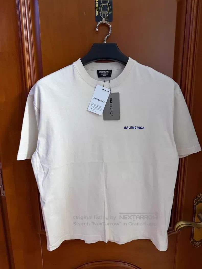 Balenciaga Balenciaga Beige Front and Back Logo Short Sleeve T-Shirt Size US XS / EU 42 / 0 - 1 Thumbnail
