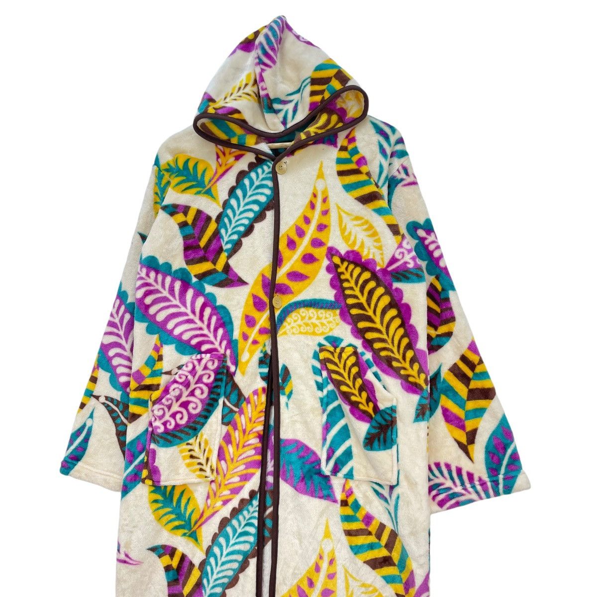Japanese Brand × Native Amina Art Pull Print Floral Long Fleece Jacket Size L / US 10 / IT 46 - 3 Thumbnail