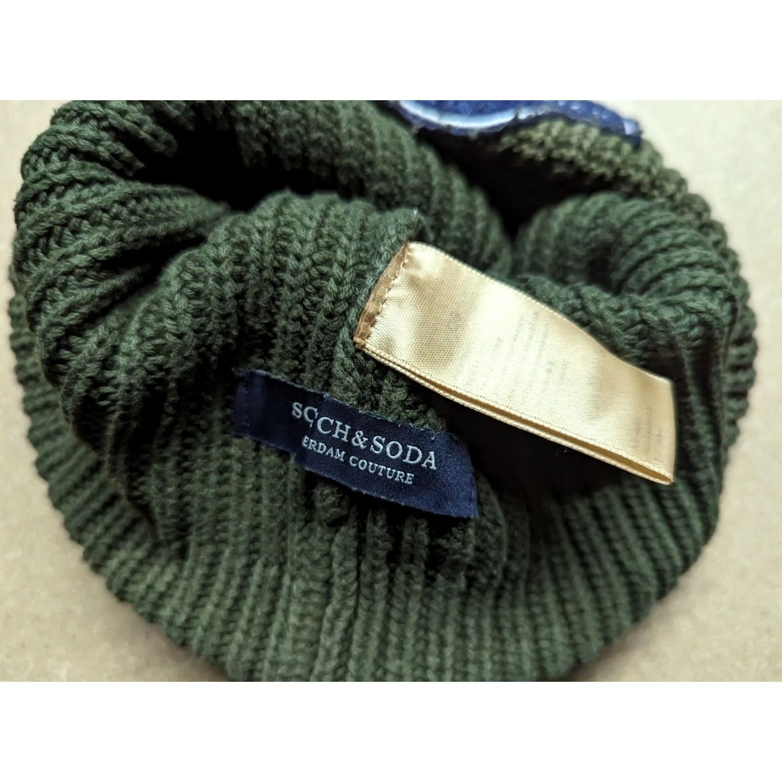 Scotch & Soda Scotch & Soda Beanie Hat One Size Green Ribbed Knit Unisex Adults Fall Winter Casual Boys Girls Mens Womens Size ONE SIZE - 5 Thumbnail