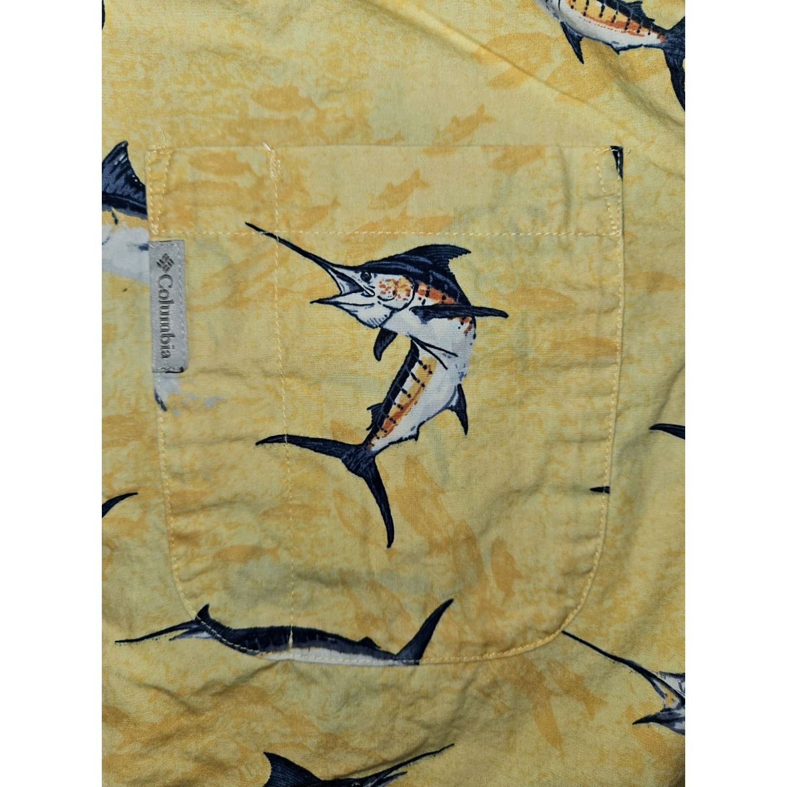 Vintage Columbia Yellow Marlins Fishing Vacation Button Down Short Sleeve Men's XL Size US 36 / EU 52 - 5 Thumbnail