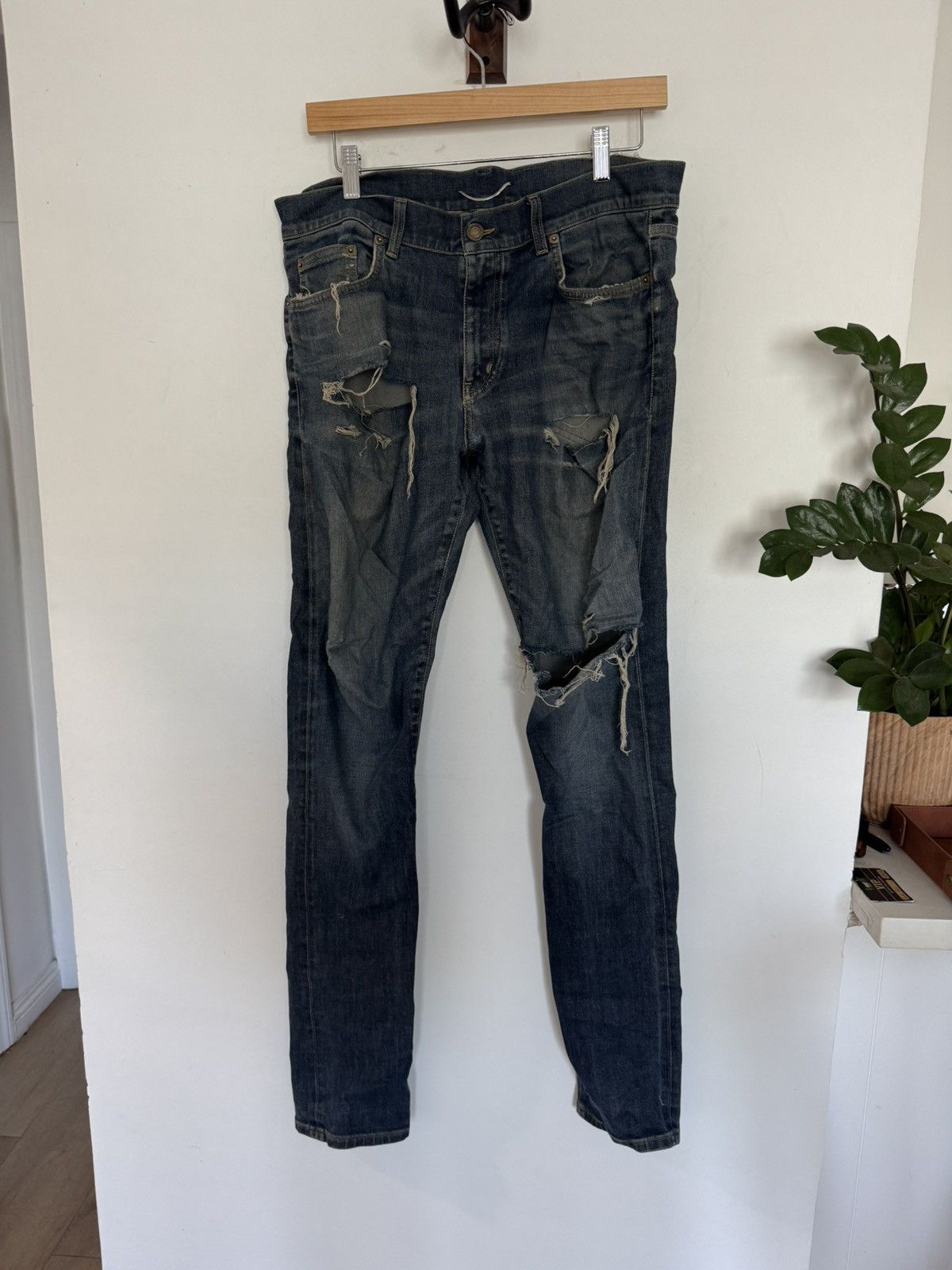 Saint Laurent Paris FW13 Crash Denim Size US 32 / EU 48 - 1 Thumbnail