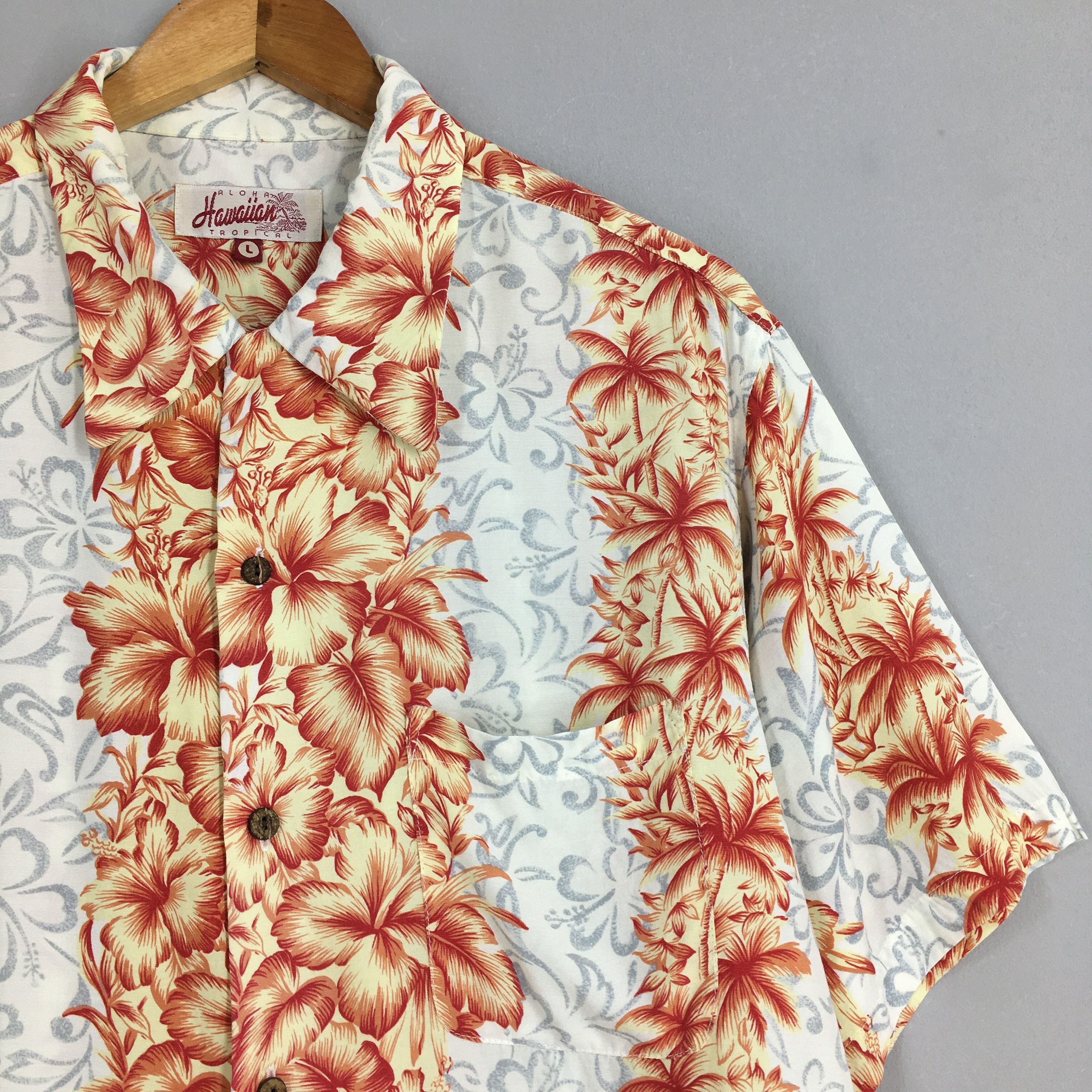 Vintage Vintage Hawaiian Hibiscus Flower Tropical Hawaii Shirt Large Size US L / EU 52-54 / 3 - 2 Thumbnail