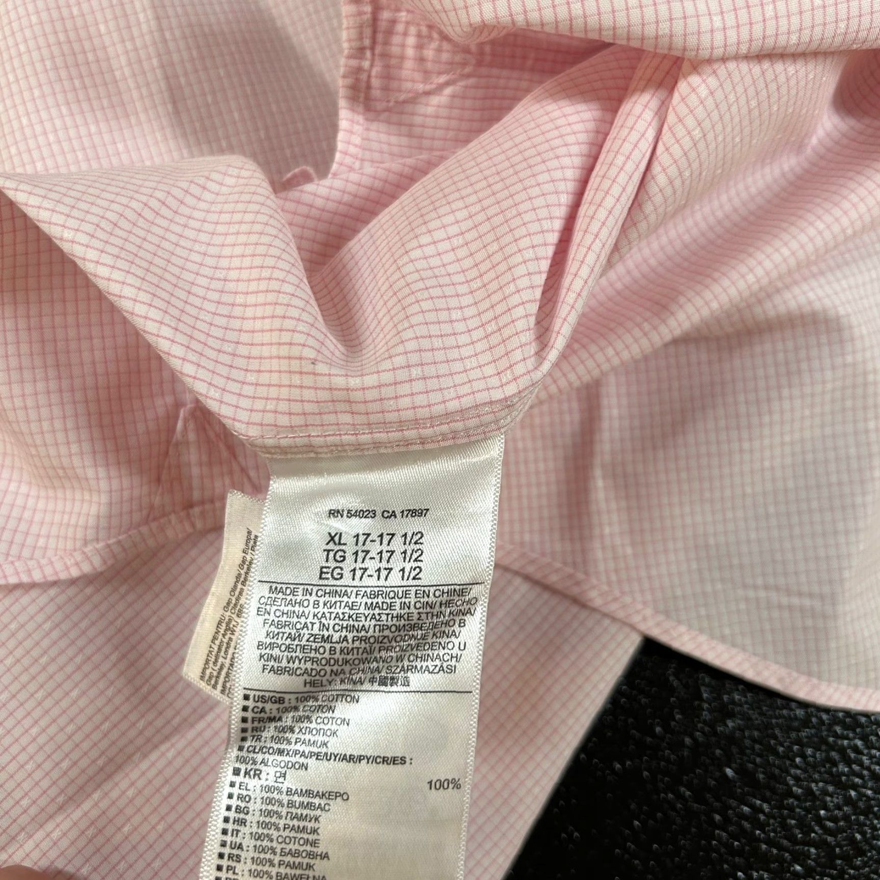 Banana Republic VINTAGE Banana Republic Dress Shirt Pink Check Mens XL Non-Iron Classic Fit Button-Up Long Sleeve Size 46R - 5 Thumbnail