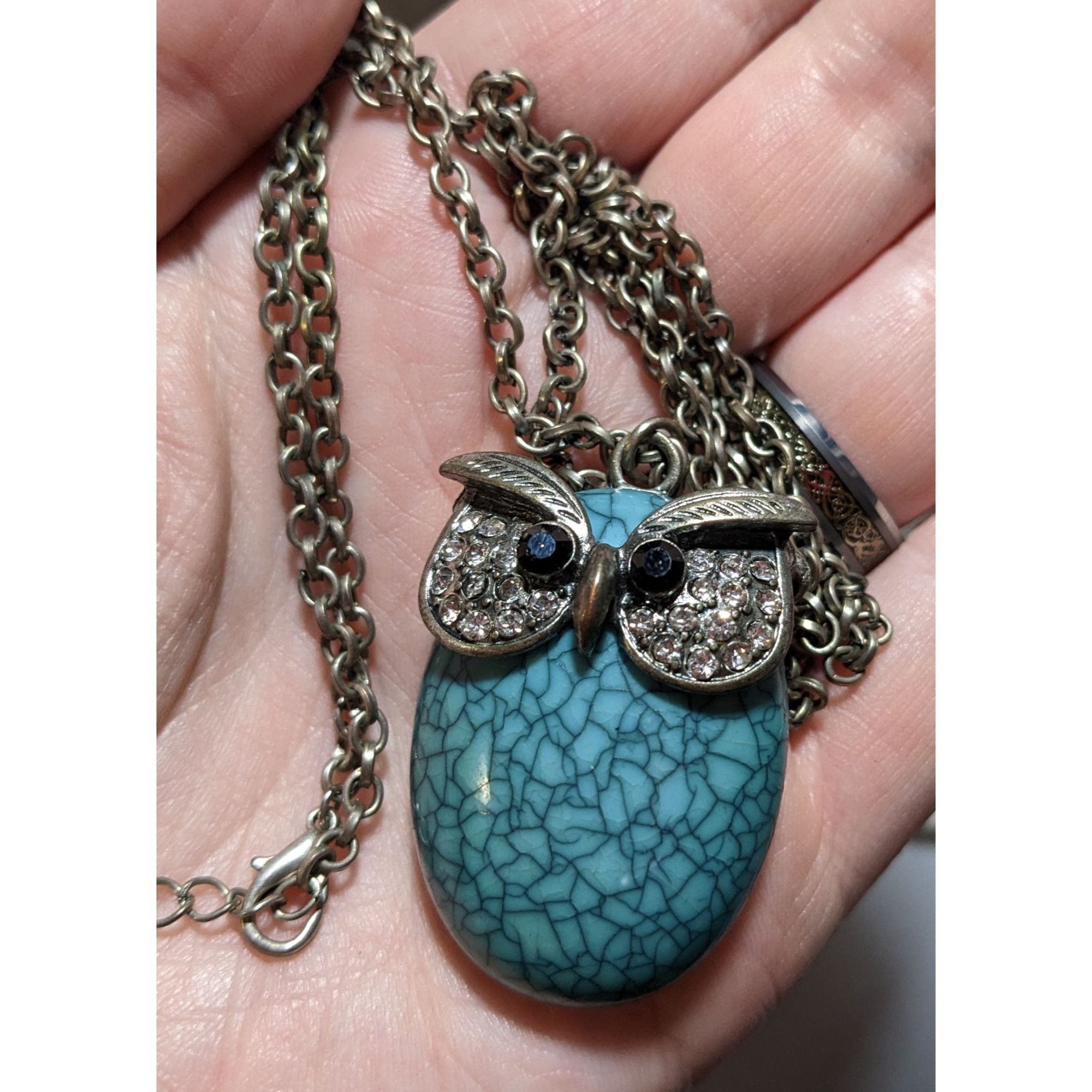 Other Turquoise Rhinestone Owl Necklace Size ONE SIZE - 8 Thumbnail