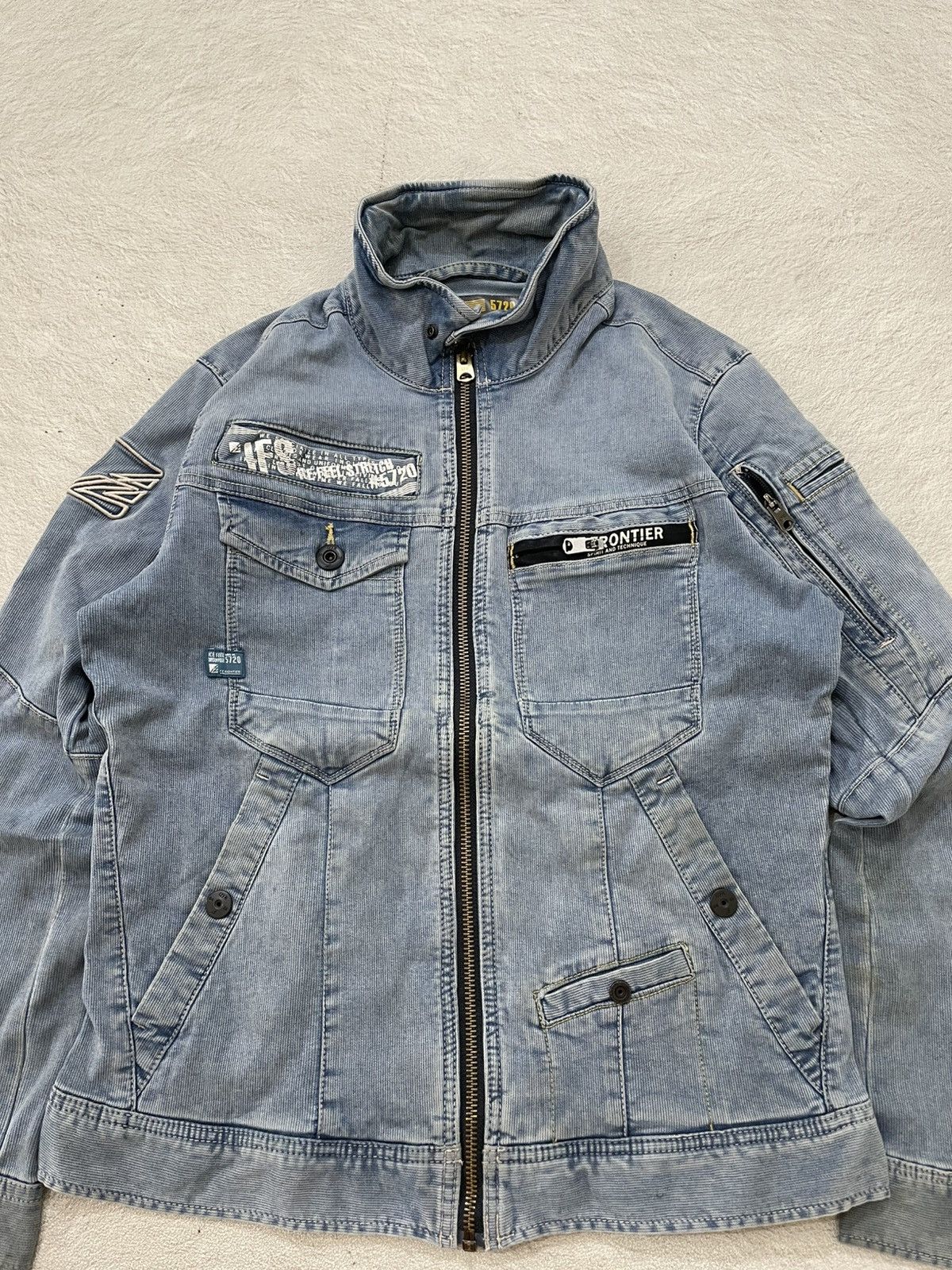 Japanese Brand 2000s Frontier Light Wash Utility Denim Zip Jacket 14th Y2K Size US M / EU 48-50 / 2 - 2 Thumbnail