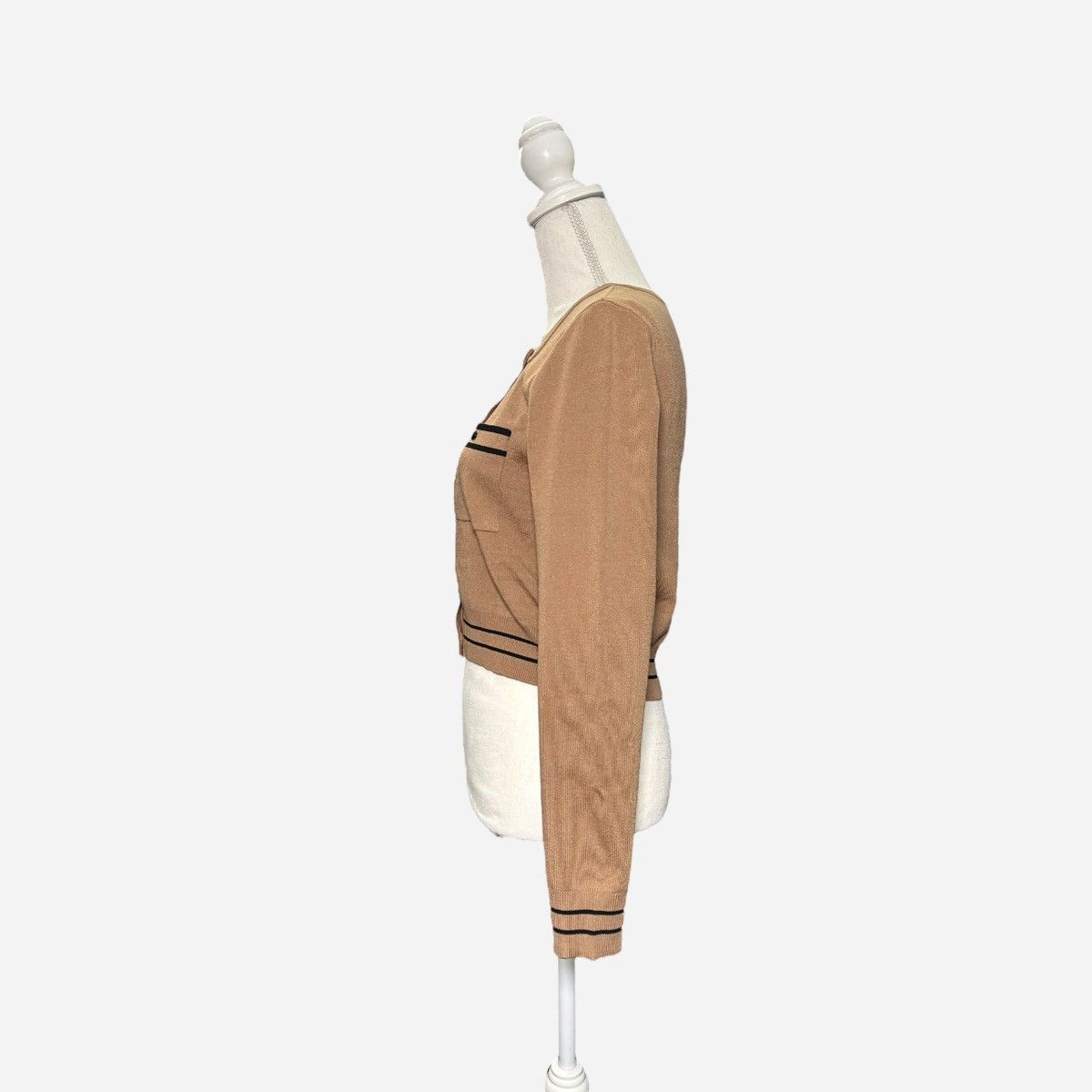 Laundry by Shelli Segal Laundry by Shelli Segal Camel Black Crew Neck Cardigan Sz M Size M / US 6-8 / IT 42-44 - 8 Thumbnail
