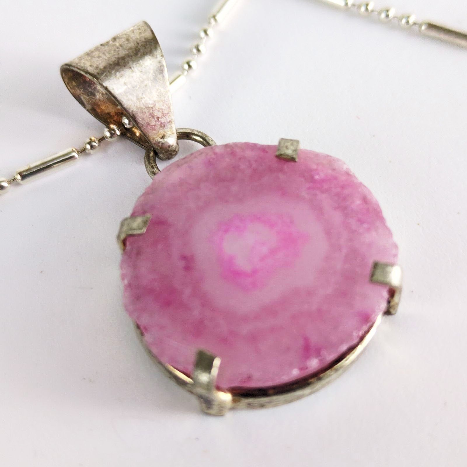 Other 925 Sterling Silver 18" Chain Necklace Pink Agate Pendant Size ONE SIZE - 3 Thumbnail