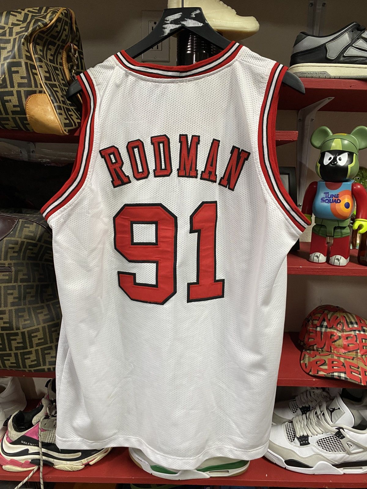 Vintage Vintage Bulls Rare Dennis Rodman White Jersey Large Size US L / EU 52-54 / 3 - 2 Thumbnail