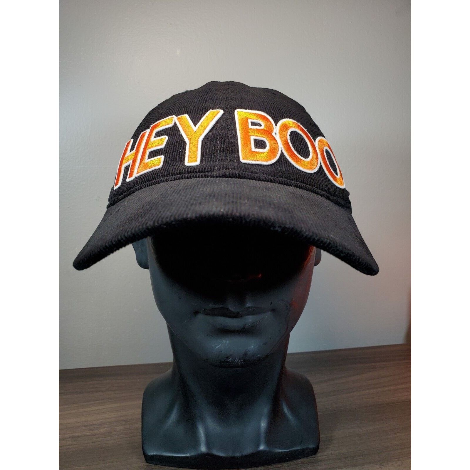 Otto HEY BOO Hat Black Corduroy Adjustable Baseball Cap OTTO Size ONE SIZE - 3 Thumbnail