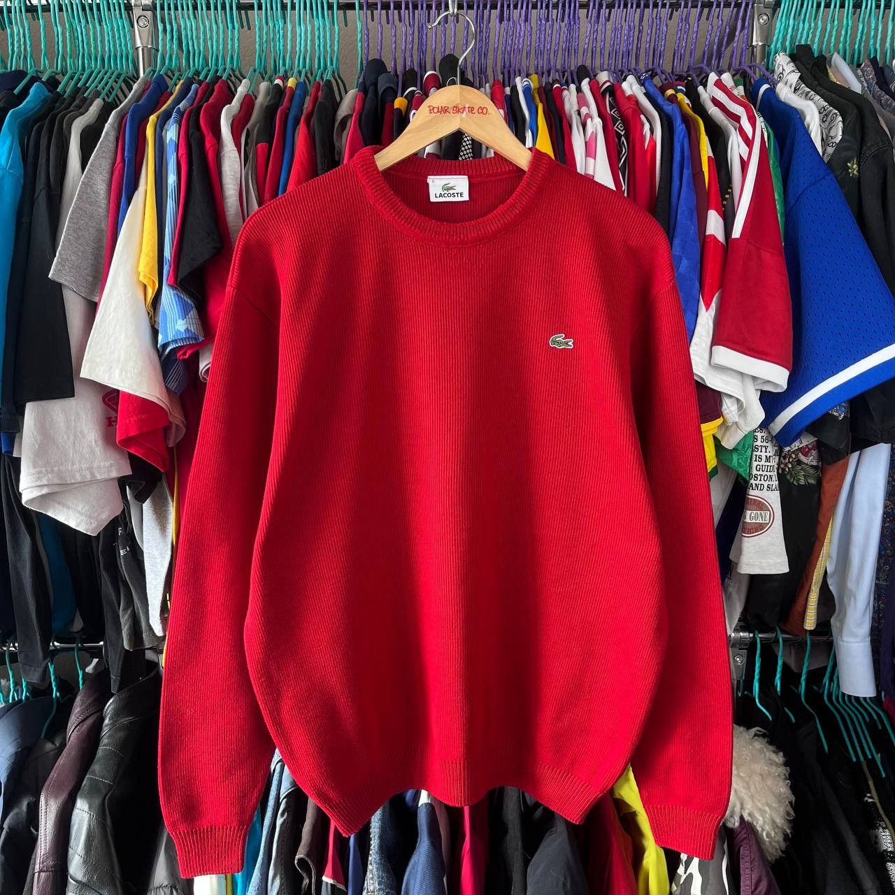 Lacoste Vintage Lacoste Red Sweater Jumper Pullover Size 6 Size US XL / EU 56 / 4 - 2 Thumbnail