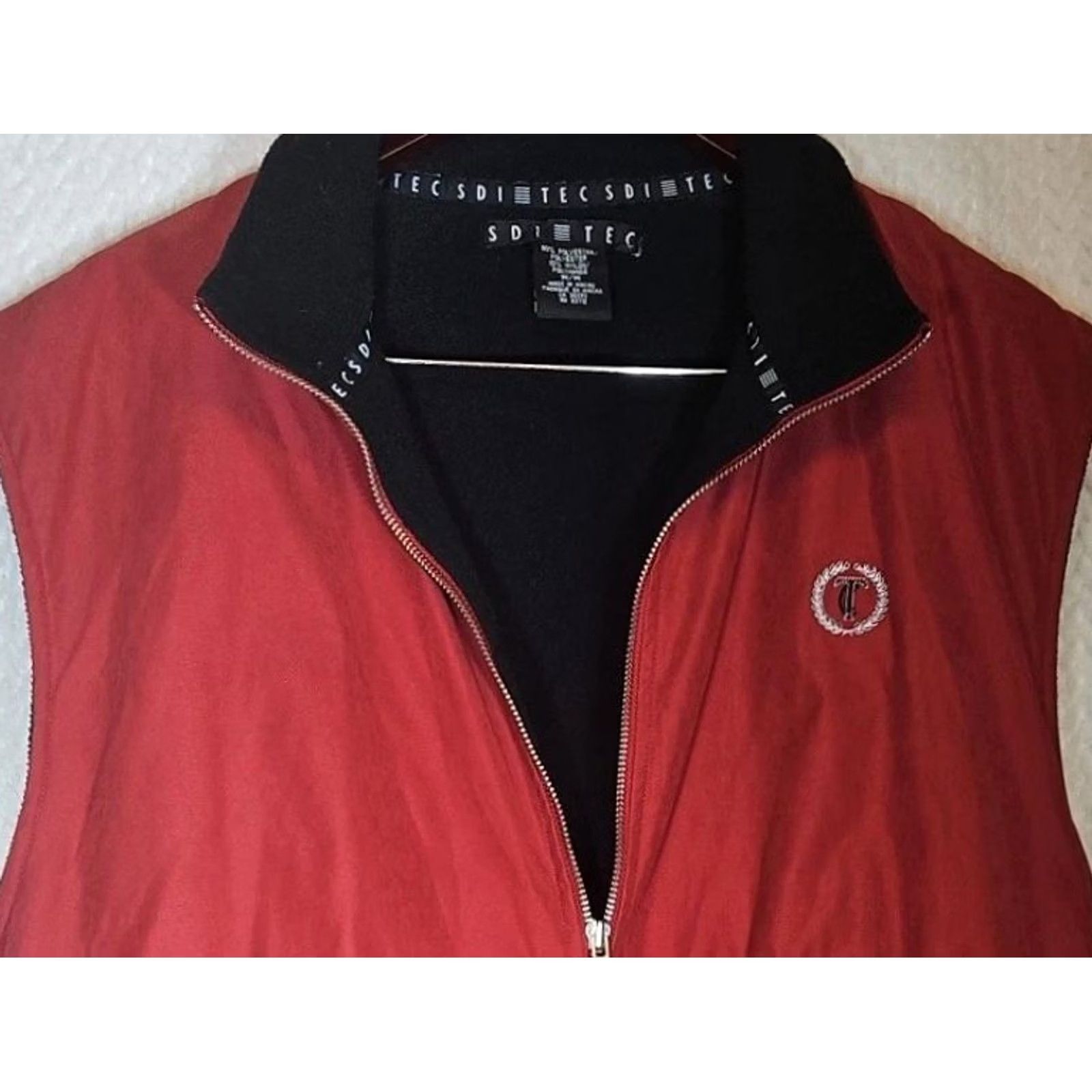 Vintage SDI TEC Golf Vest Full-Zip Fleece Lined Red Black Mens Large Size US L / EU 52-54 / 3 - 3 Thumbnail