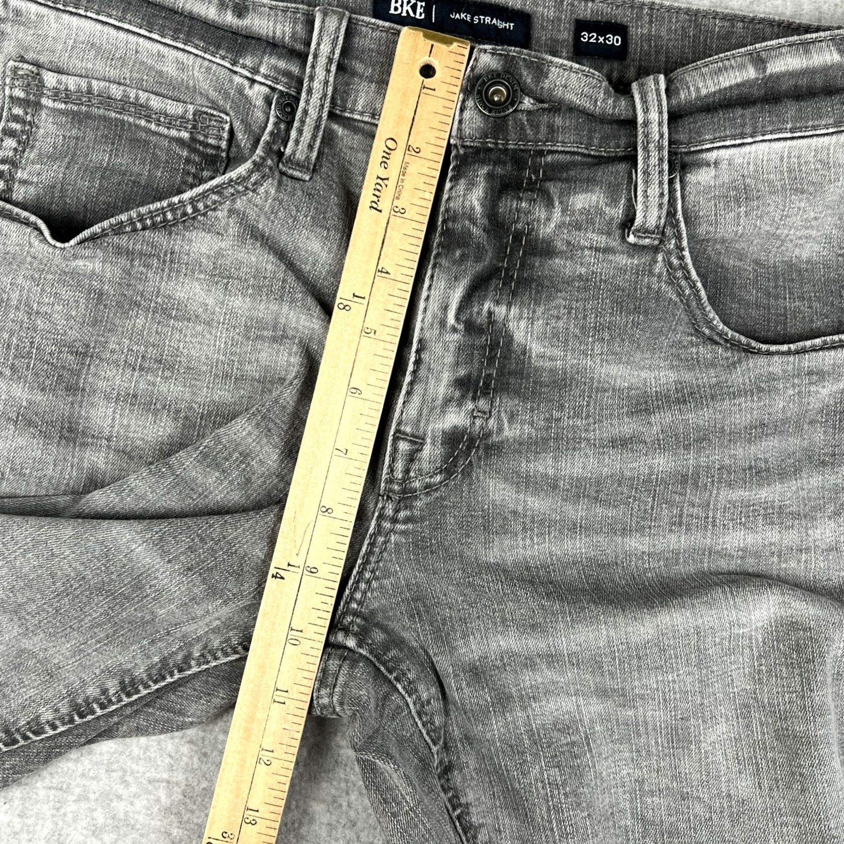 Vintage Buckle BKE Jake Jeans Straight Stretch Denim 32x30 Mens Grey Pants Thick Stitch Size US 30 / EU 46 - 6 Thumbnail