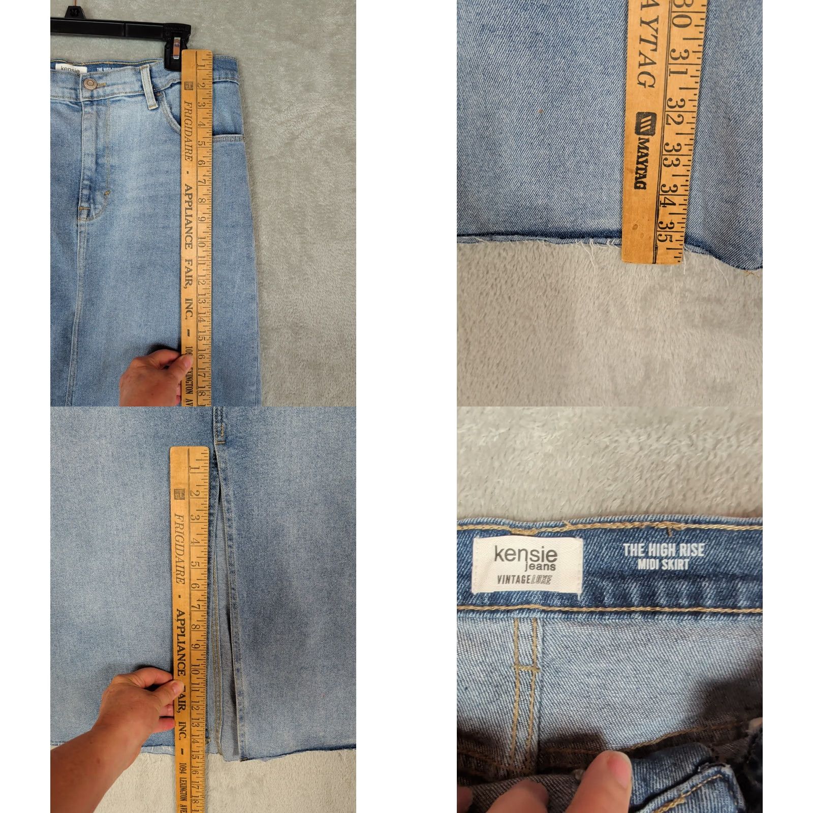 Vintage Kensie Denim Midi Skirt Blue High Rise Raw Hem Boho Hippie Casual Size 8/29 Womens Size 30" / US 8 / IT 44 - 8 Thumbnail