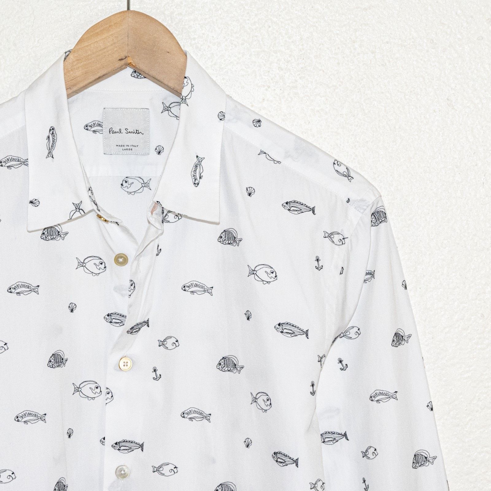 Paul Smith Paul Smith Large White fish Embroidered Button up Shirt Size US L / EU 52-54 / 3 - 4 Thumbnail