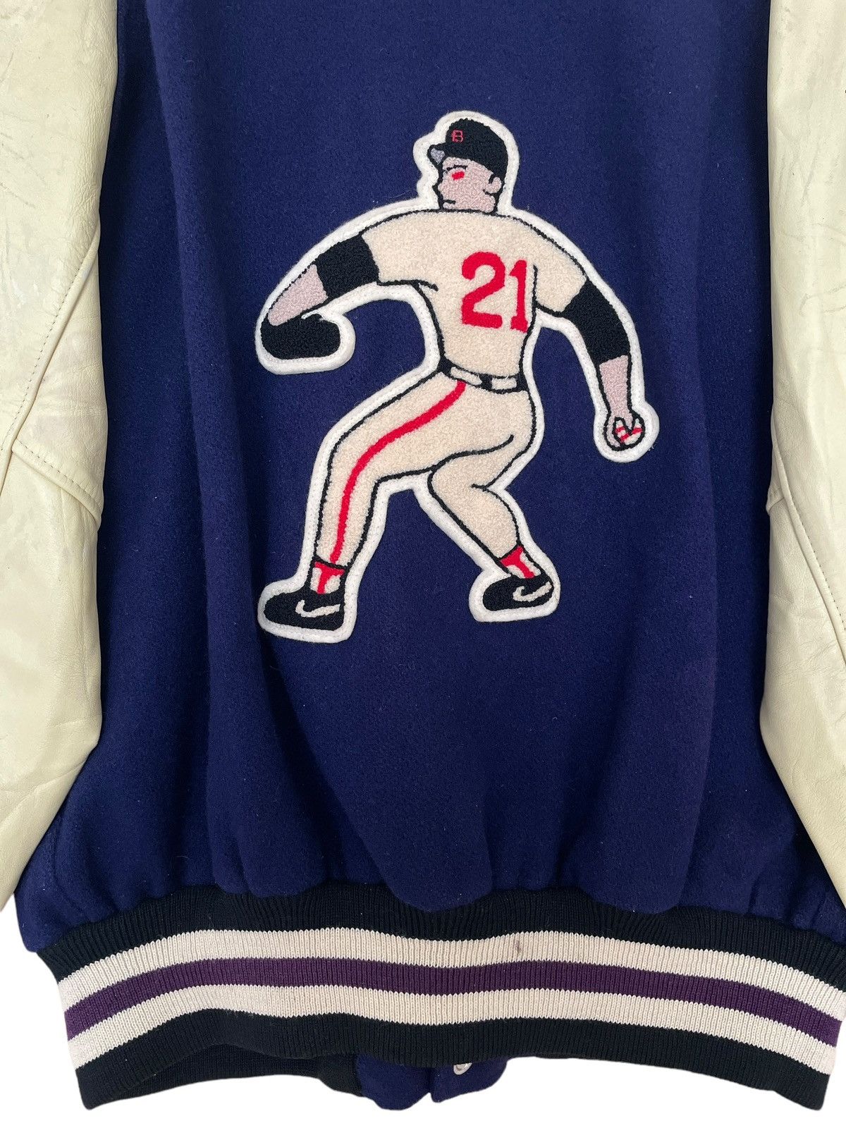 Vintage Vintage Baseball Team Narrow Champ Wool Leather Jacket 1990s Size US L / EU 52-54 / 3 - 4 Thumbnail