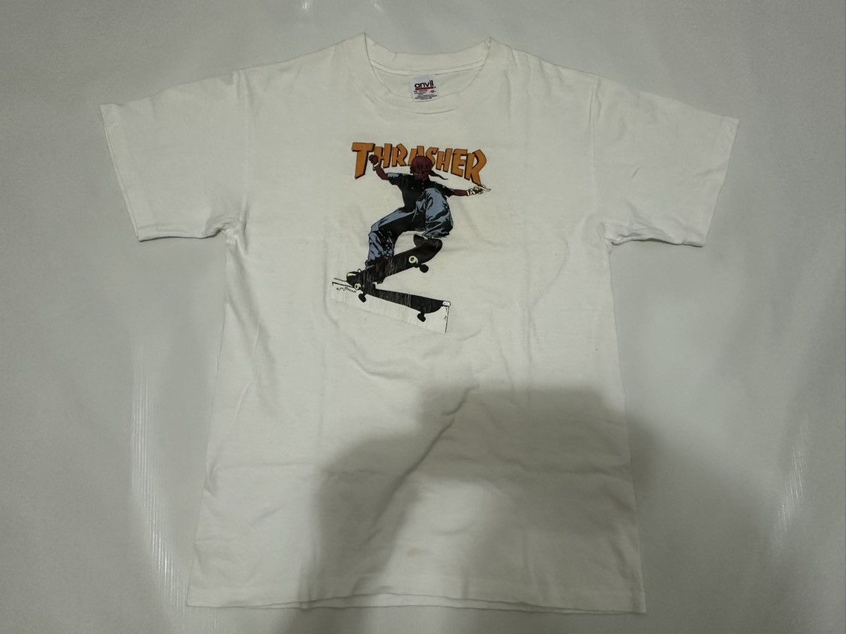 Thrasher Vintage 1990’s Thrasher Pushead Skateboard Anvil USA TShirt Size US M / EU 48-50 / 2 - 3 Thumbnail