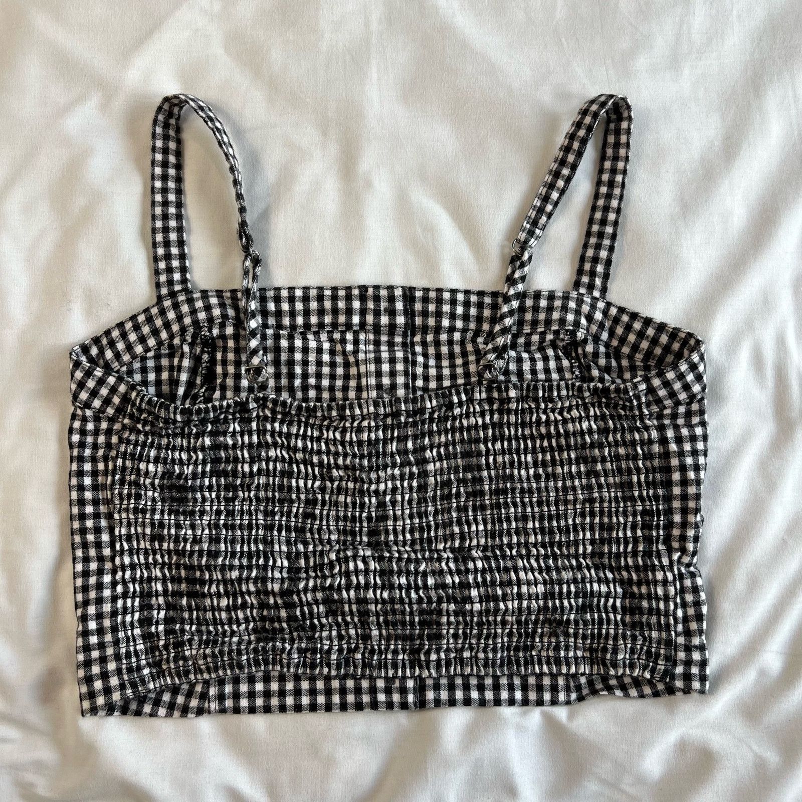 Hollister Hollister Women's Medium Plaid Crop Top Black White Size M / US 6-8 / IT 42-44 - 4 Thumbnail