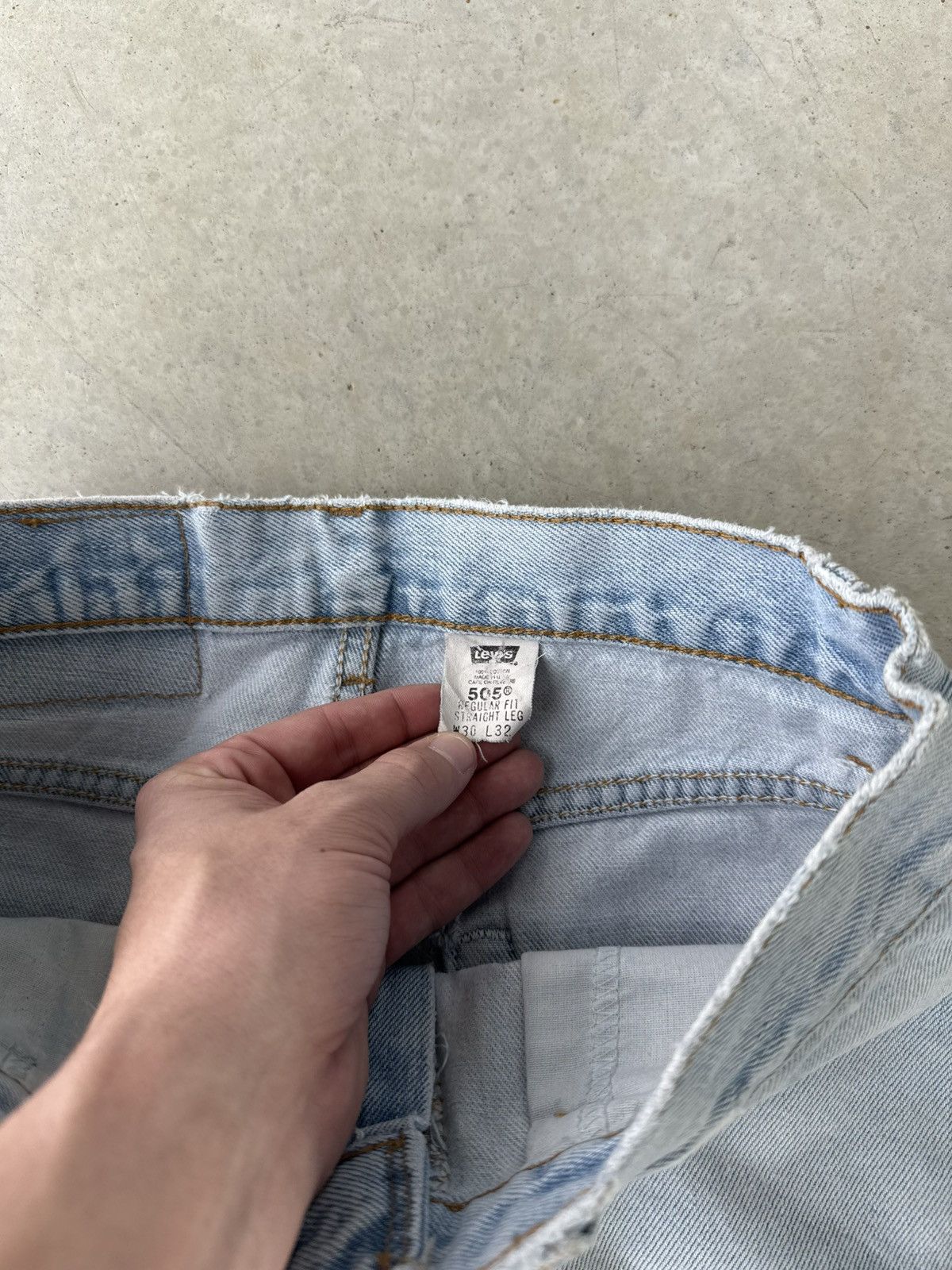 Levi's × Vintage Vintage 1980s Levi’s 505 Patchwork Denim Jeans Size US 30 / EU 46 - 9 Thumbnail