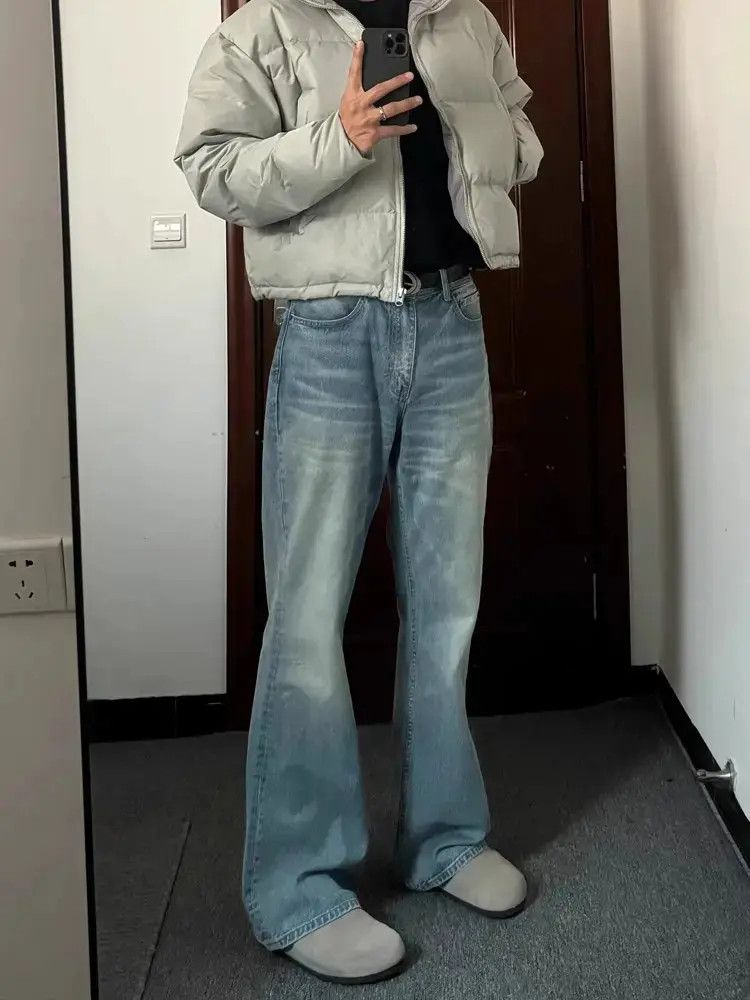 Retro loose washed micro flared jeans