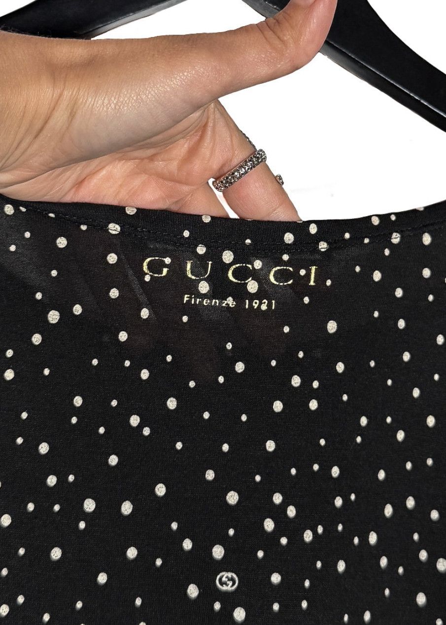 Gucci Gucci 2011 Black Polka Dots Cropped Sleeves Top Size S / US 4 / IT 40 - 4 Thumbnail