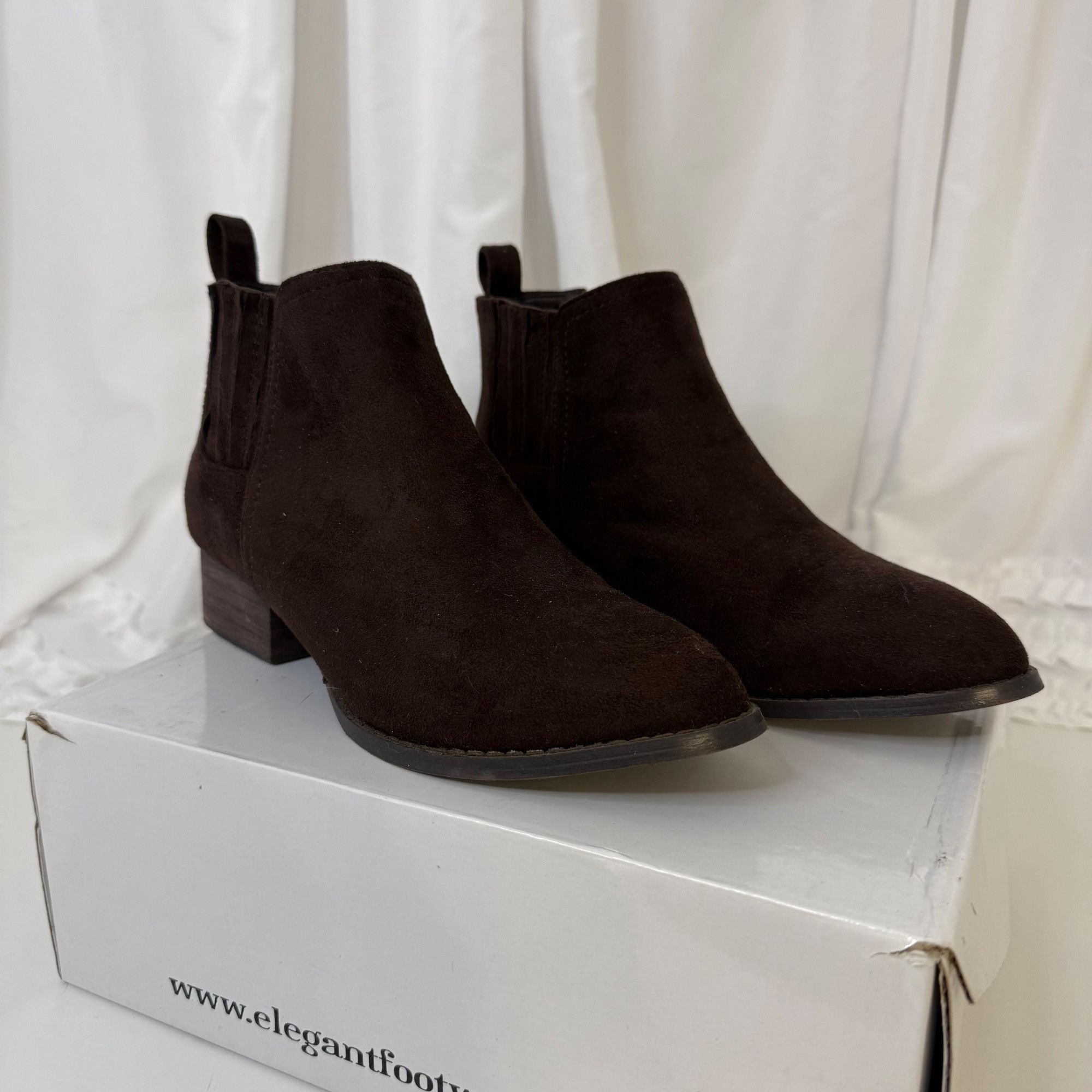 Other Elegant Footwear Brown Suede Ankle Boots With Block Heel For Size US 7.5 / IT 37.5 - 1 Thumbnail