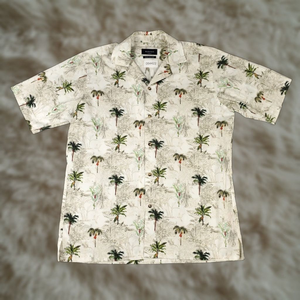 BUGATCHI Bugatchi Uomo Shirt Mens Medium Beige Floral Camp Collar Short Sleeve Button-Up Size US M / EU 48-50 / 2 - 1 Thumbnail