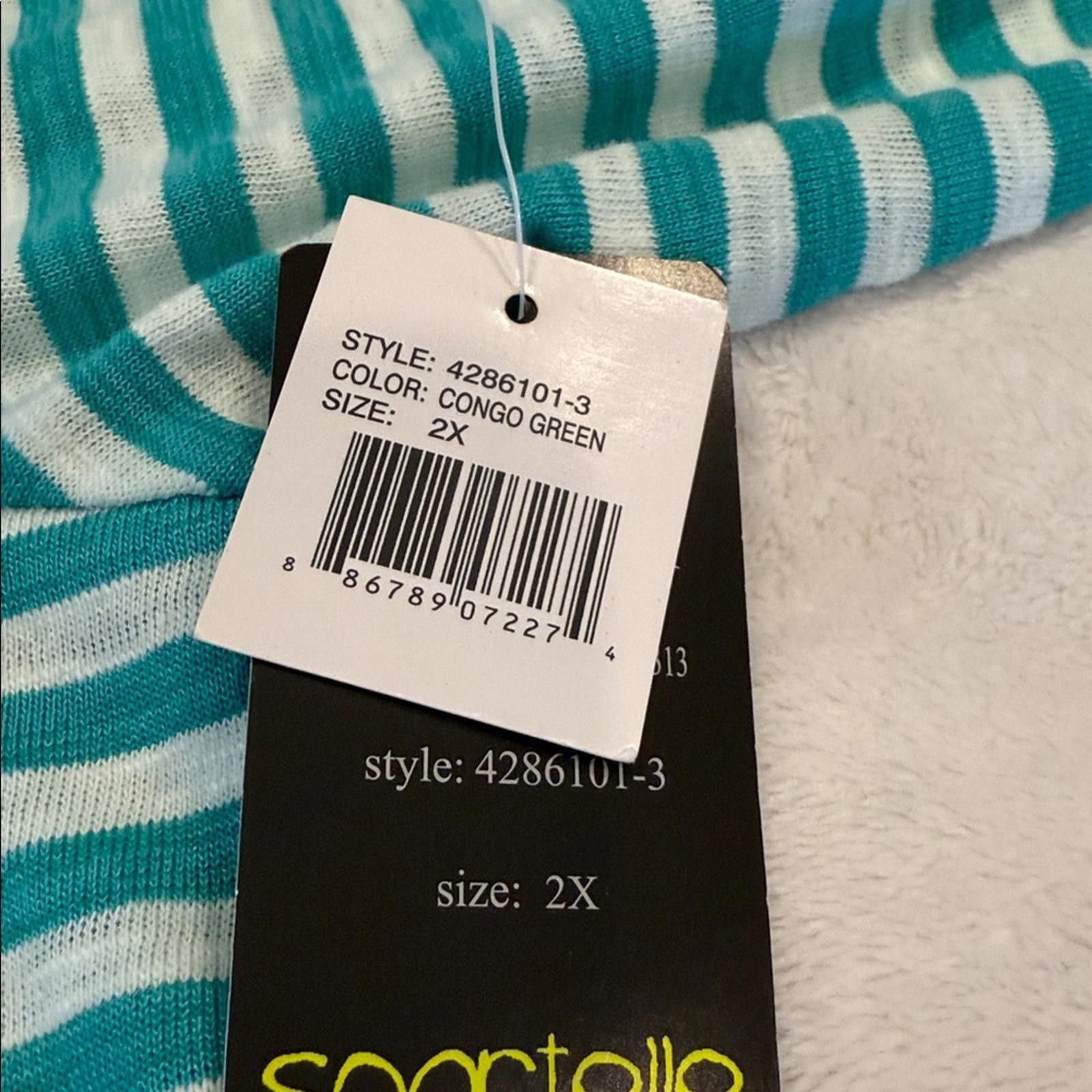 Other Sportelle Congo Green Striped Sweatshirt Jacket Plus Size 2X Size XXL / US 16-18 / IT 52-54 - 7 Thumbnail