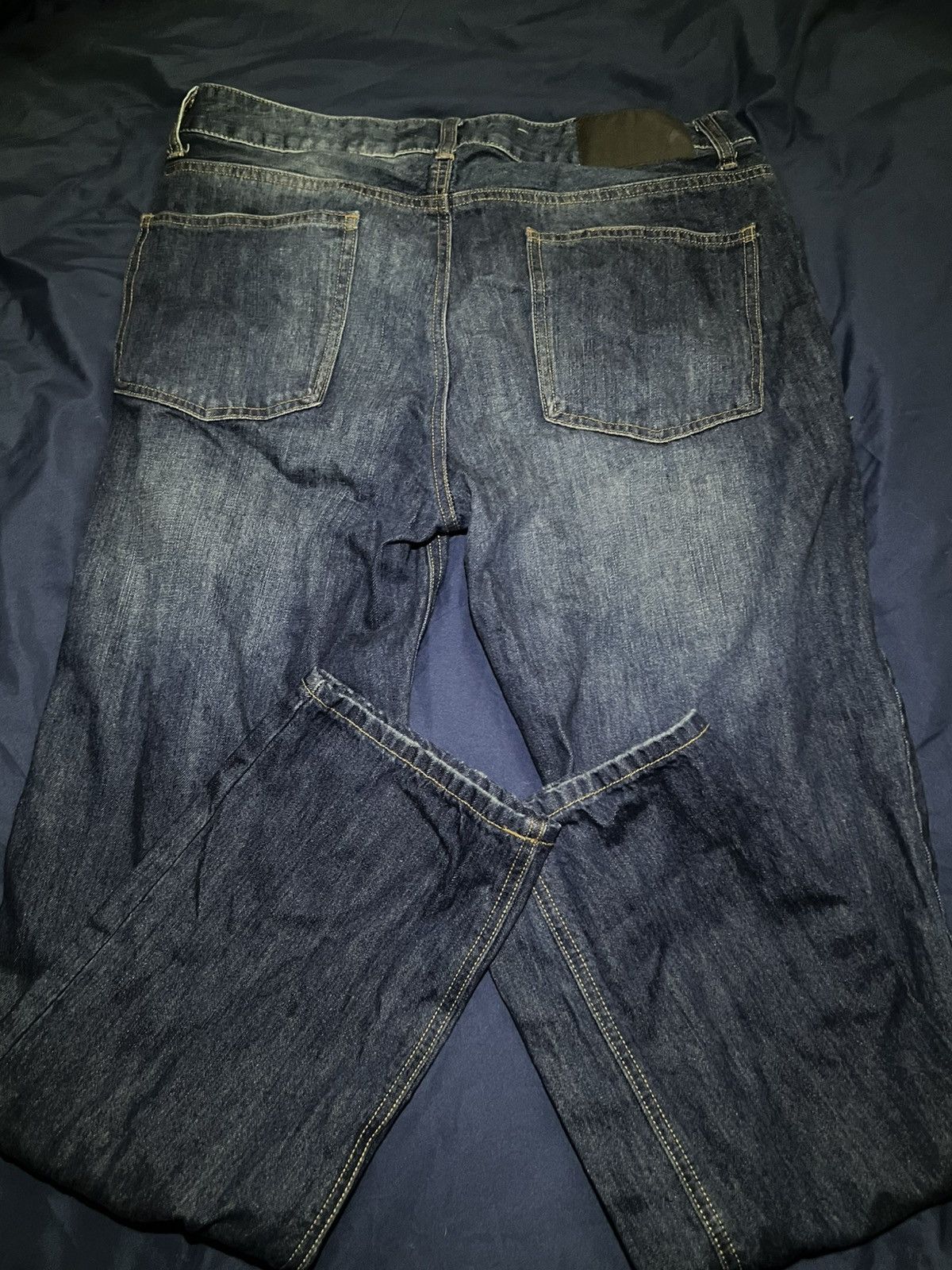 Japanese Brand × Vintage dark blue denim slim fit vintage jeans 36x30 Size US 36 / EU 52 - 2 Thumbnail