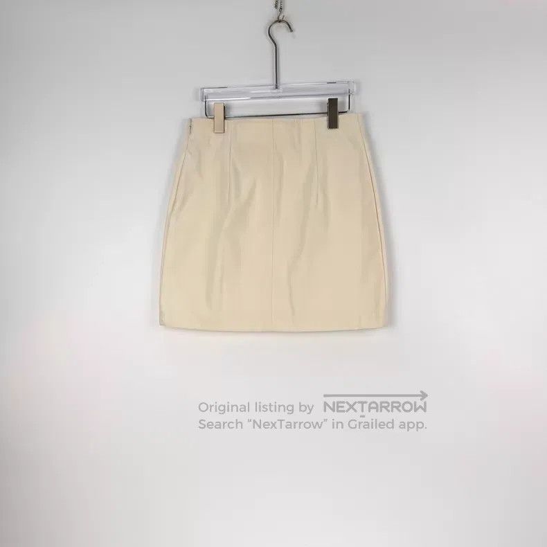 Hermes Hermes Off-white metal leather decoration half skirt Size 39" - 4 Thumbnail