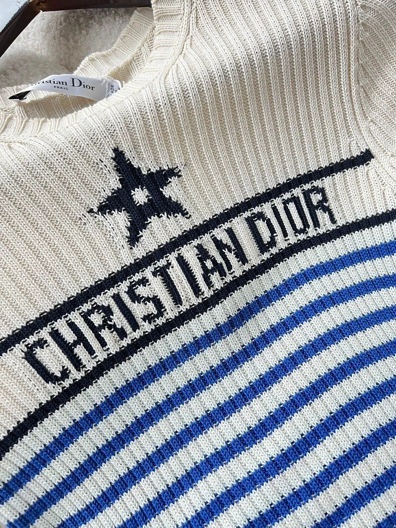 Dior Dior Color-blocked striped letter inlaid cotton round-neck Size XS / US 0-2 / IT 36-38 - 4 Thumbnail