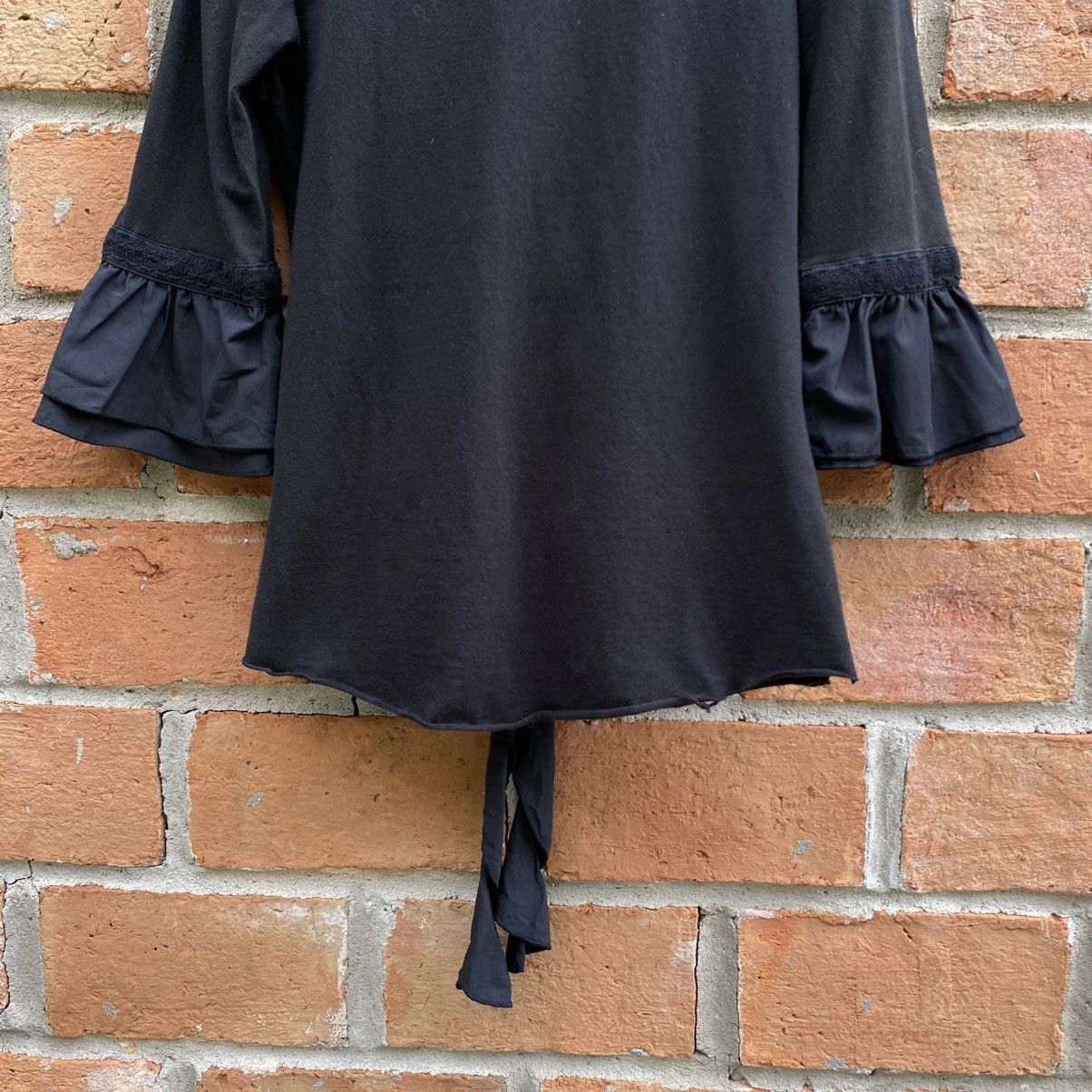 Designer × Japanese Brand Cook jeans Y2K Punk Black Ruffle Fitted Blouse Size M / US 6-8 / IT 42-44 - 18 Thumbnail