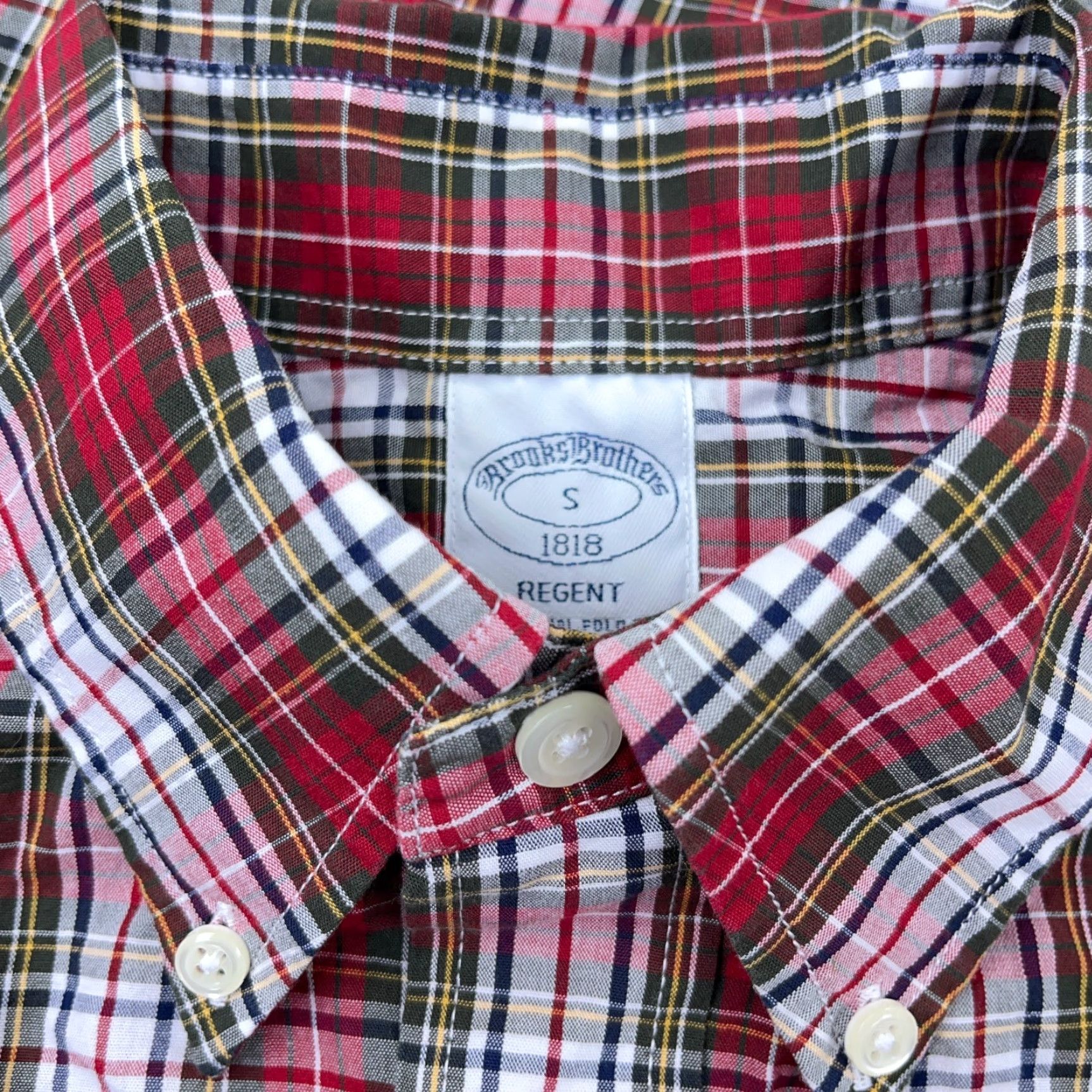 Brooks Brothers Brooks Brothers Shirt Adult Small Red Plaid Button-Up Oxford Cloth Mens Size 36R - 4 Thumbnail