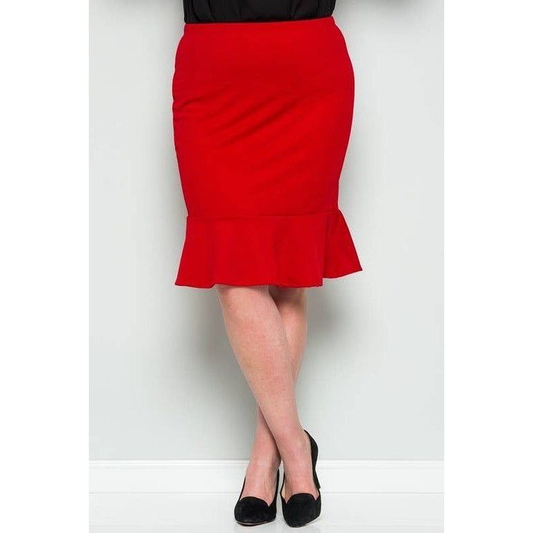 Other Red Ruffle Mermaid Skirt By Amie 2X (Other Sizes Available) Size ONE SIZE - 1 Preview