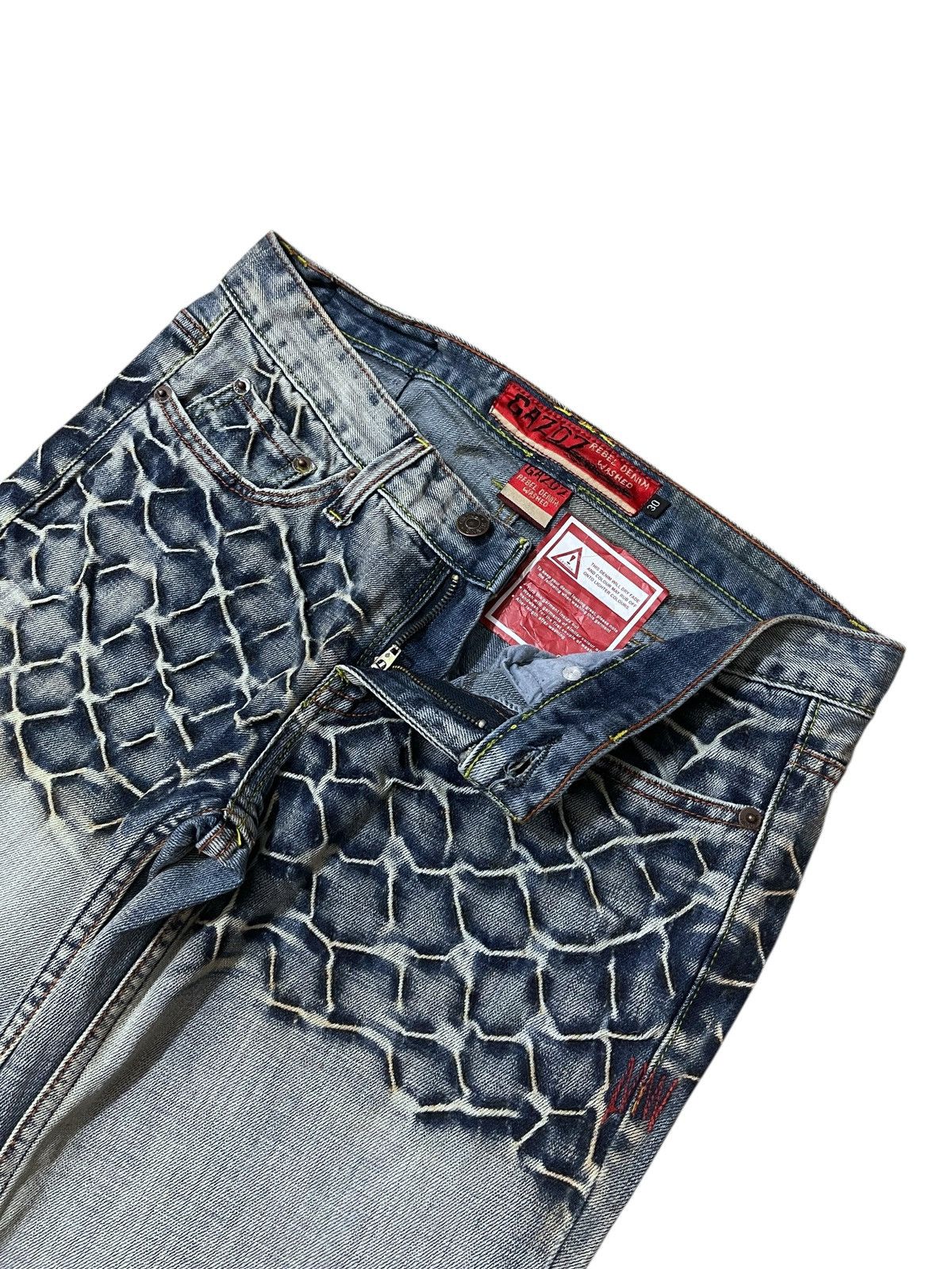 GOSTAR DE FUGA FLARED💥 GAZOZ Web Dirted Style Rebel Denim Washed Size US 31 - 7 Thumbnail