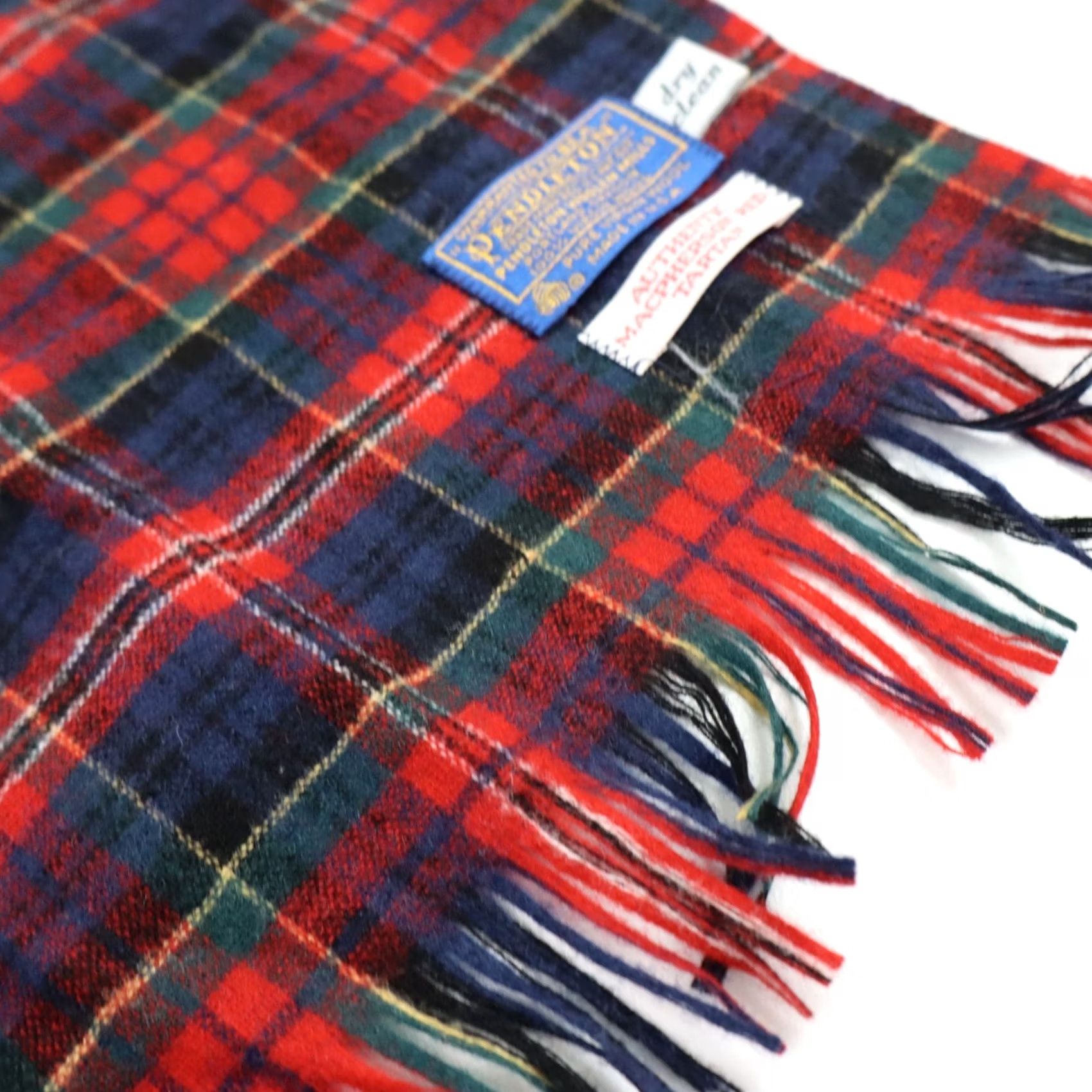 Pendleton VINTAGE Pendleton Wool Fringe Plaid Scarf MacPherson Red Green Tartan USA Made Size ONE SIZE - 5 Thumbnail