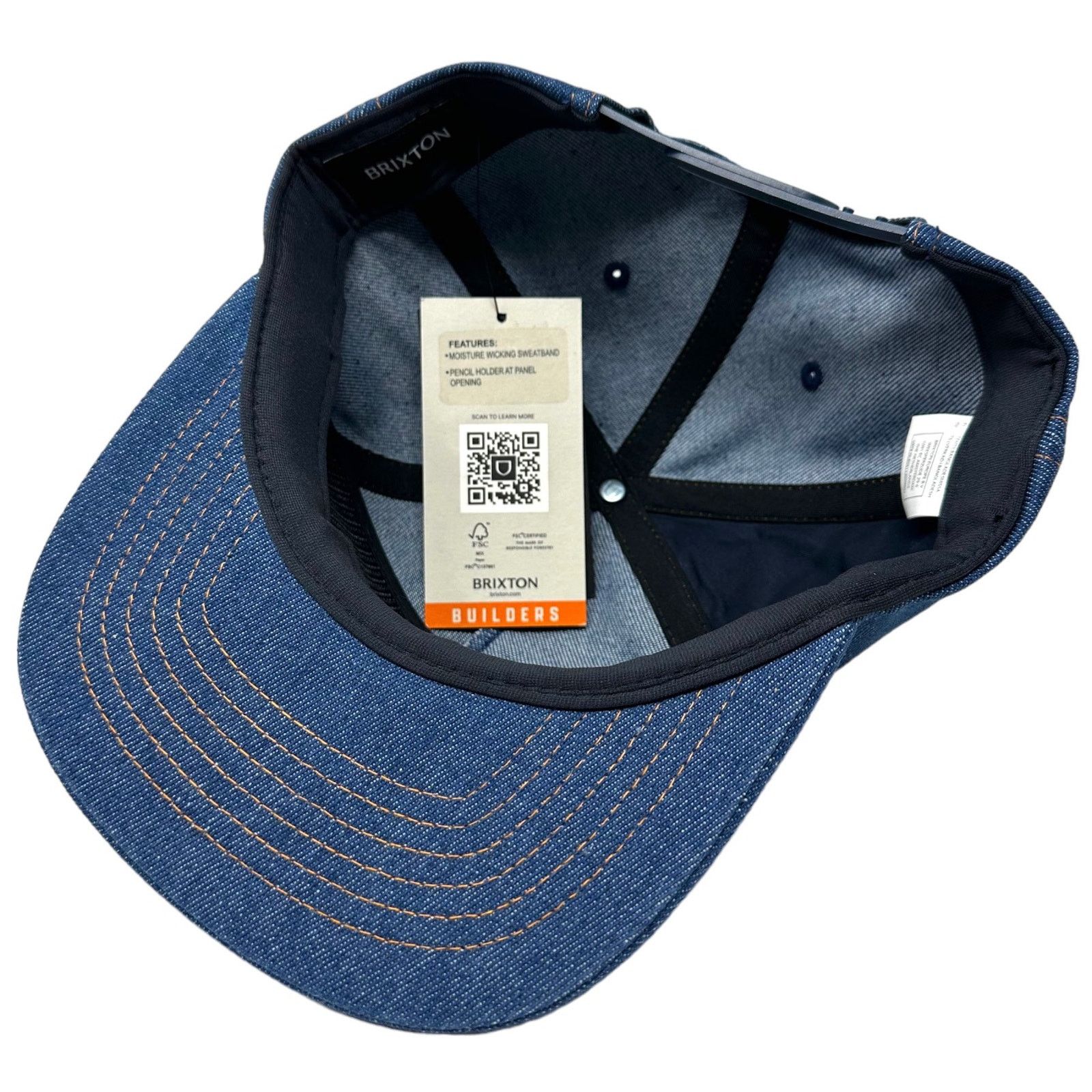 Brixton Brixton Men's Snapback Hat Builders MP Adjustable Blue Denim Size ONE SIZE - 6 Thumbnail