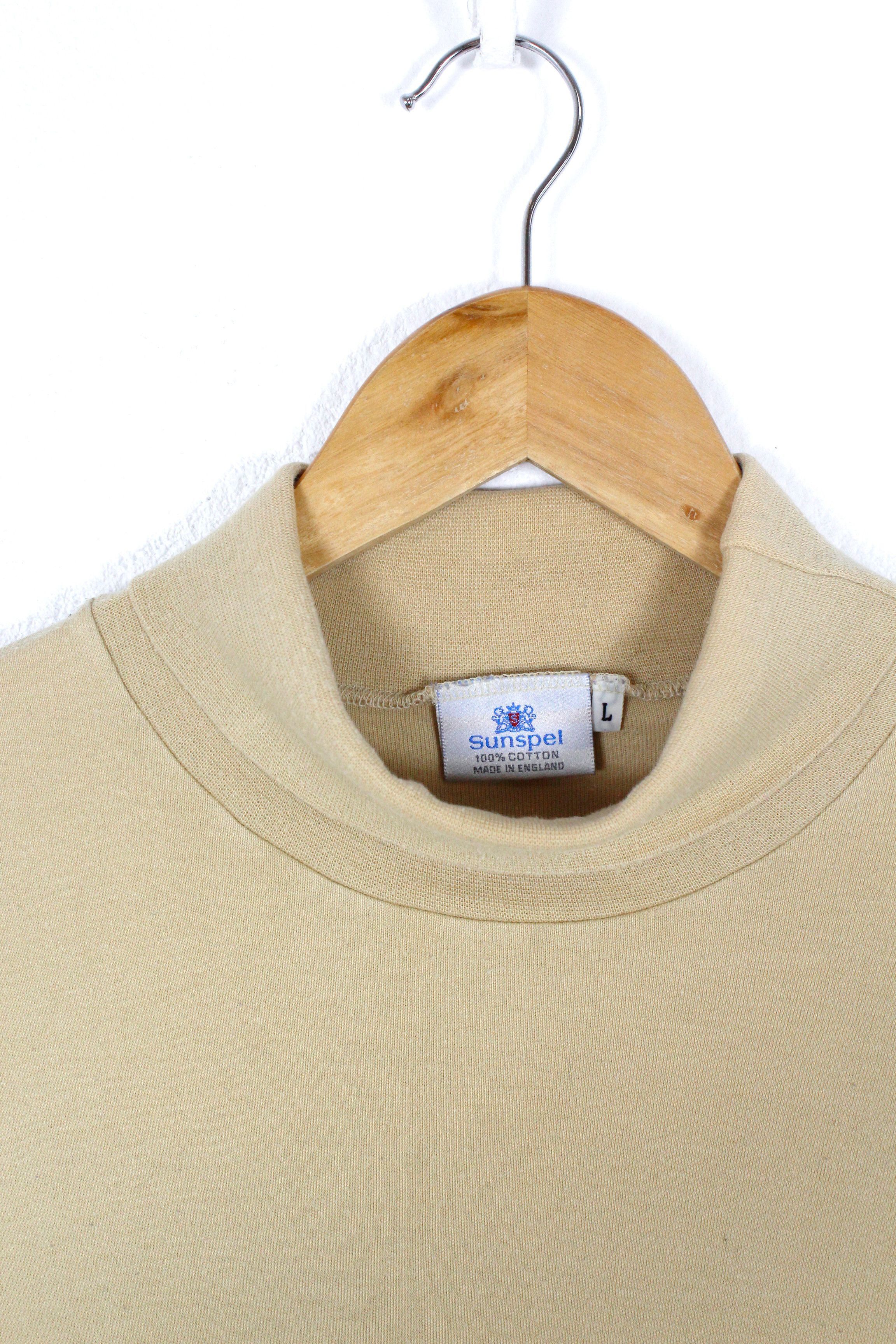 Sunspel × Vintage Vintage Sunspel Cotton Beige Turtleneck Sweater Size US L / EU 52-54 / 3 - 2 Thumbnail