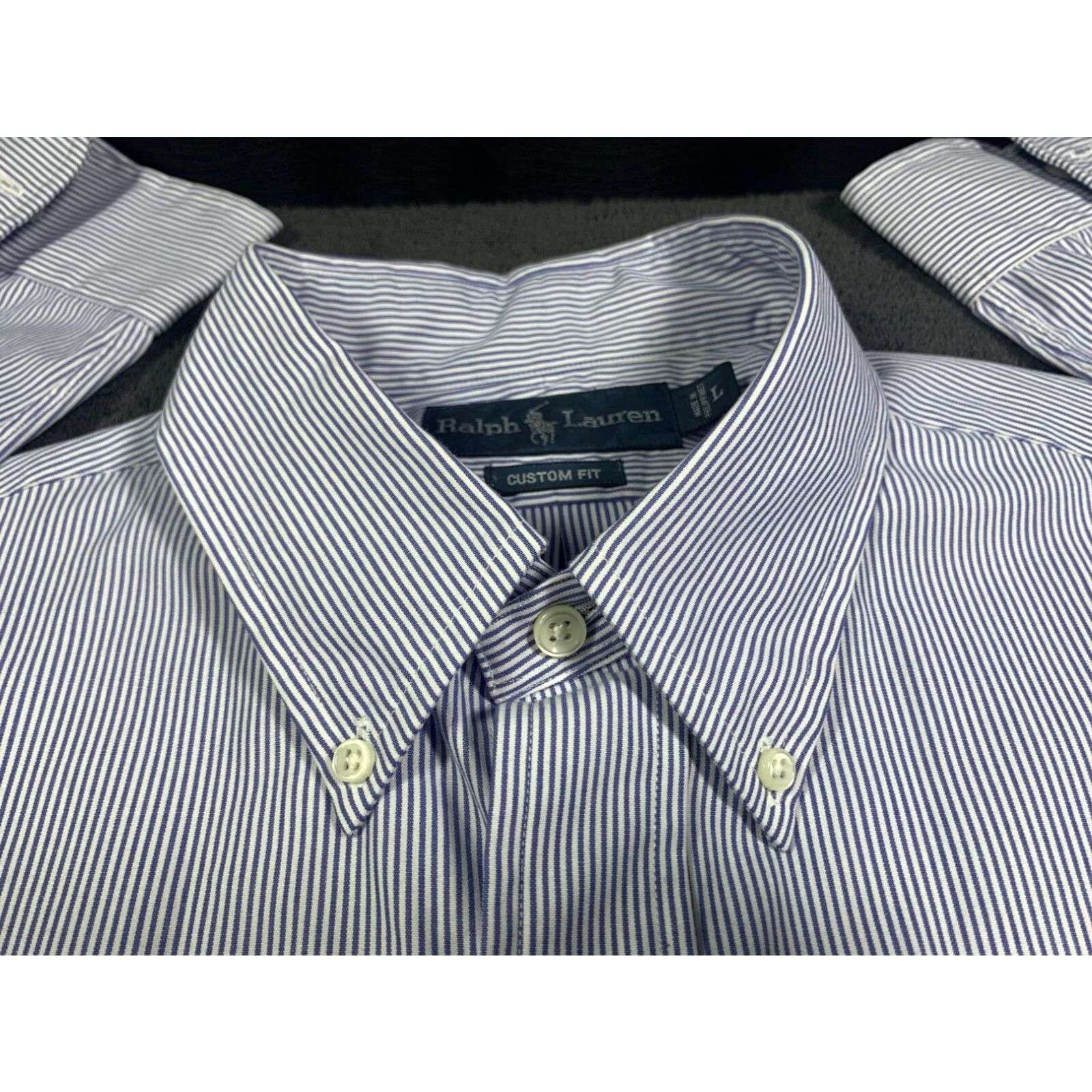 Ralph Lauren Ralph Lauren Custom Fit Long Sleeve Striped Shirt Multicolor Blue White Suede Mens Large Size US L / EU 52-54 / 3 - 5 Thumbnail