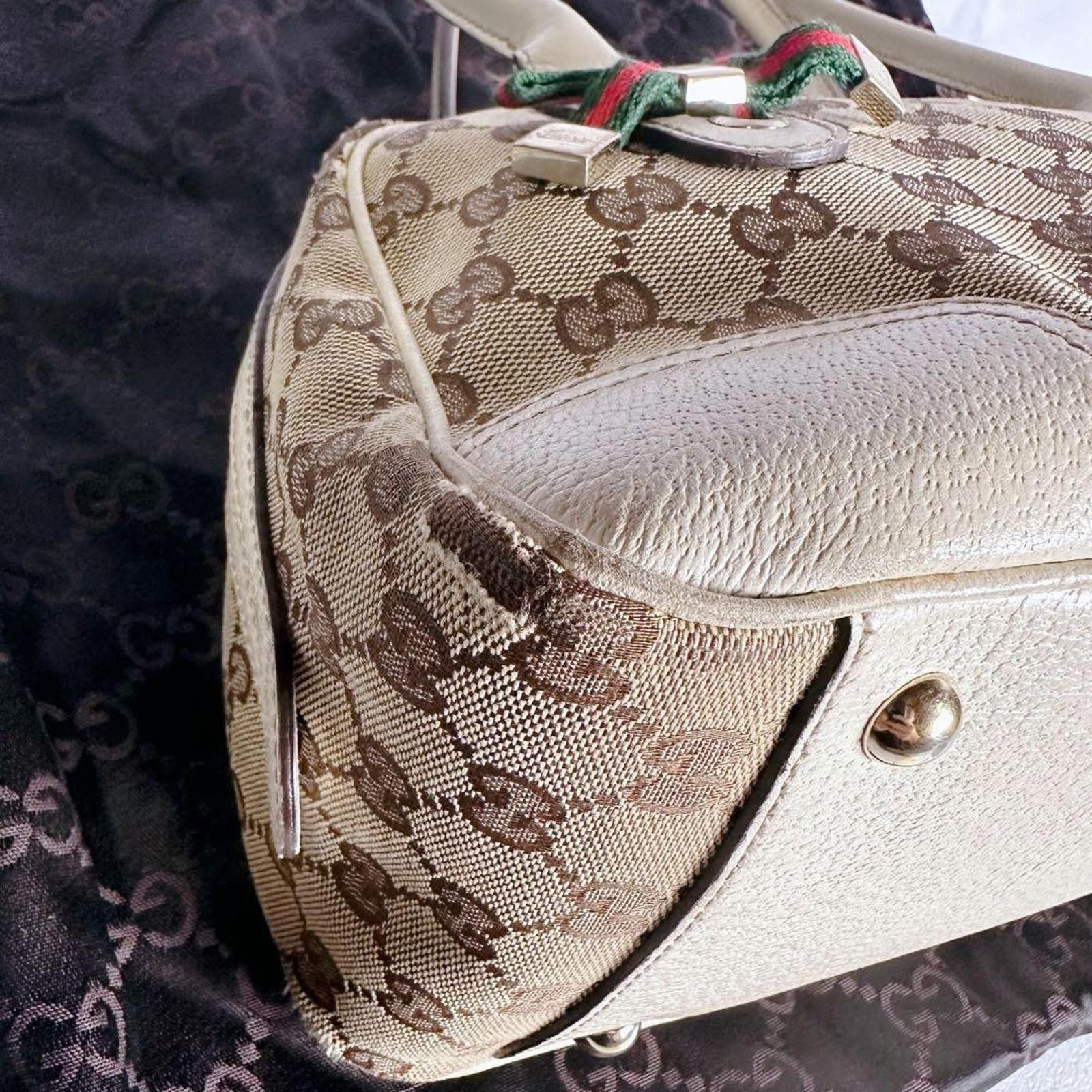 Gucci Gucci - Beige GG Canvas Bow Accent Satchel Bag Size ONE SIZE - 4 Thumbnail