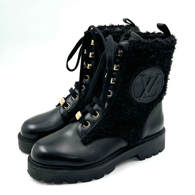 Louis Vuitton Louis Vuitton Black Logo Martin Boots -2505 Size US 5.5 / IT 35.5 - 2 Thumbnail